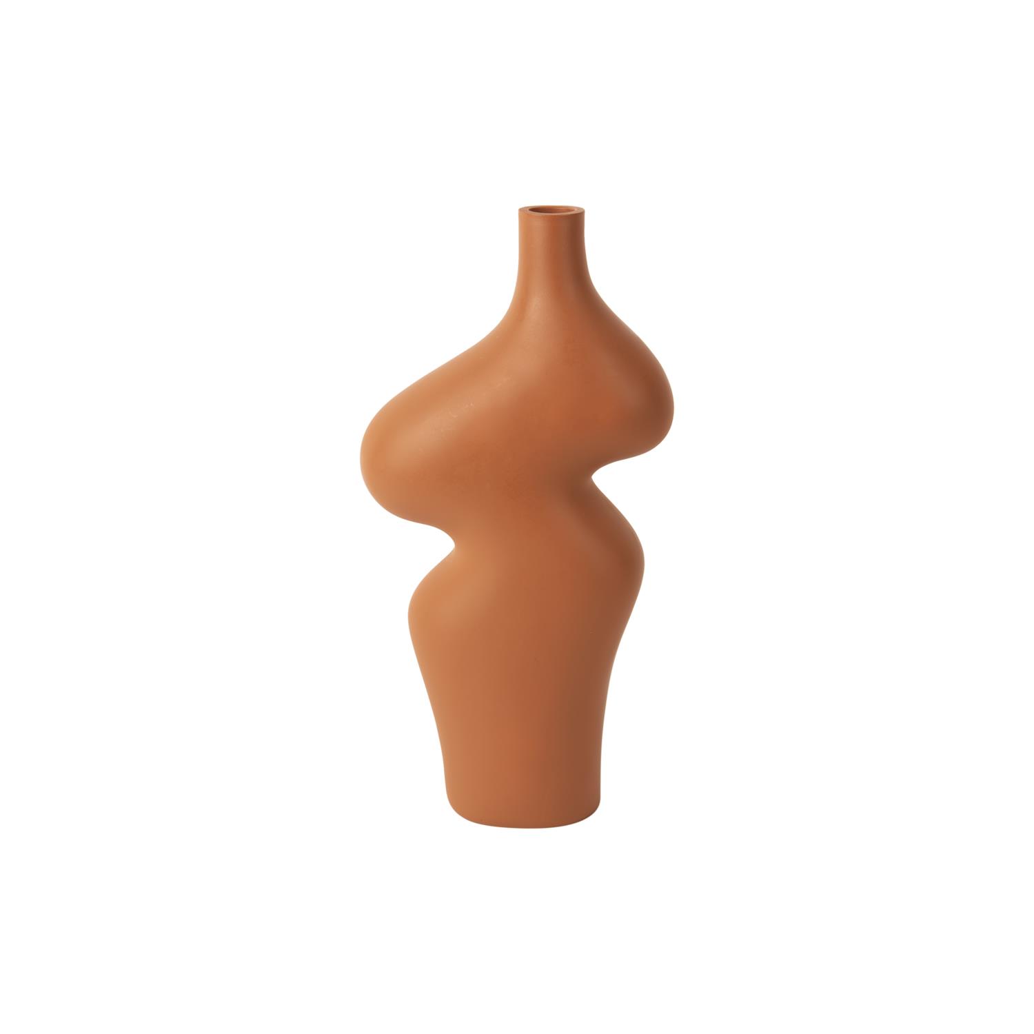 present time - Vase Organic Curves large polyresin burned orange