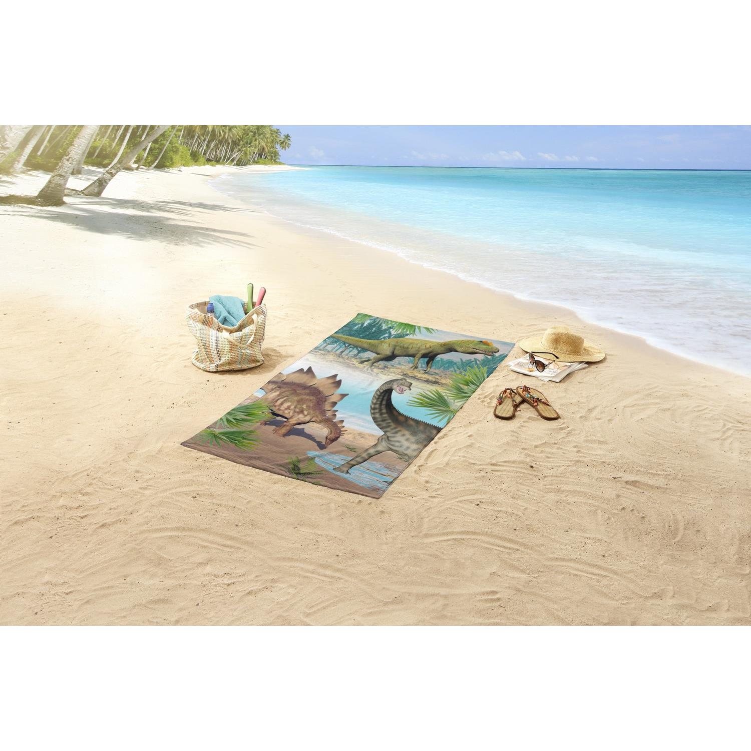 Good Morning Kinder Strandlaken Velours Dino 75x150cm - multi