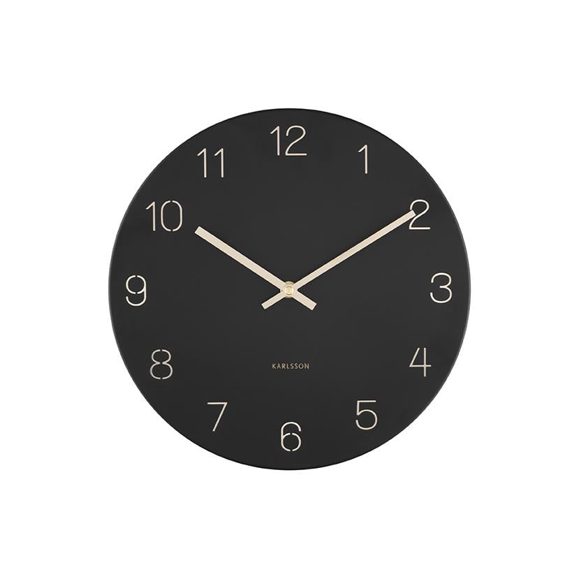 Karlsson - Wandklok Charm - Gegraveerde nummers  - Zwart - Ø35cm