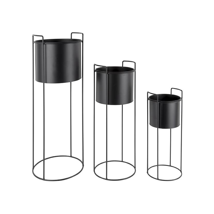 present time - Bloempot set Essence - Zwart - Rond - 80x28cm & 28x23cm & 50x19cm