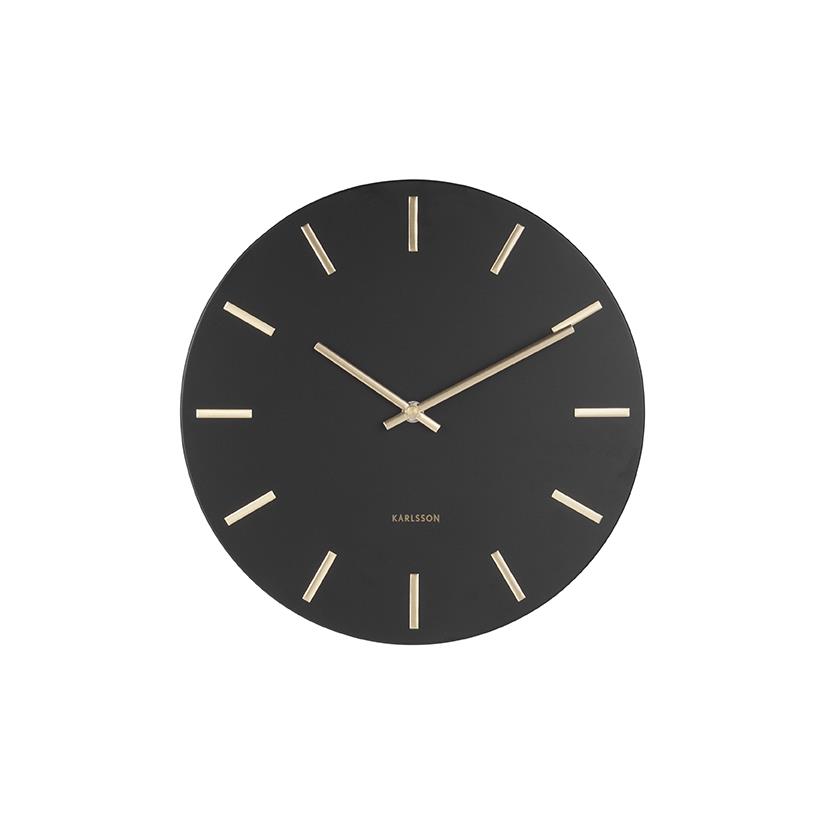 Karlsson - Wandklok Charm - Staal Zwart met Gouden wijzers - Small - Ø30cm
