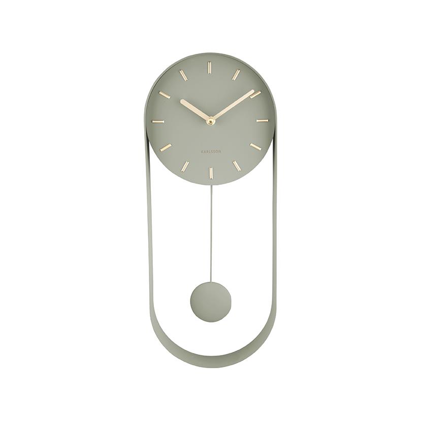 Karlsson - Wandklok Pendulum Charm - Staal - Jungle Groen - 4,8x50x20cm