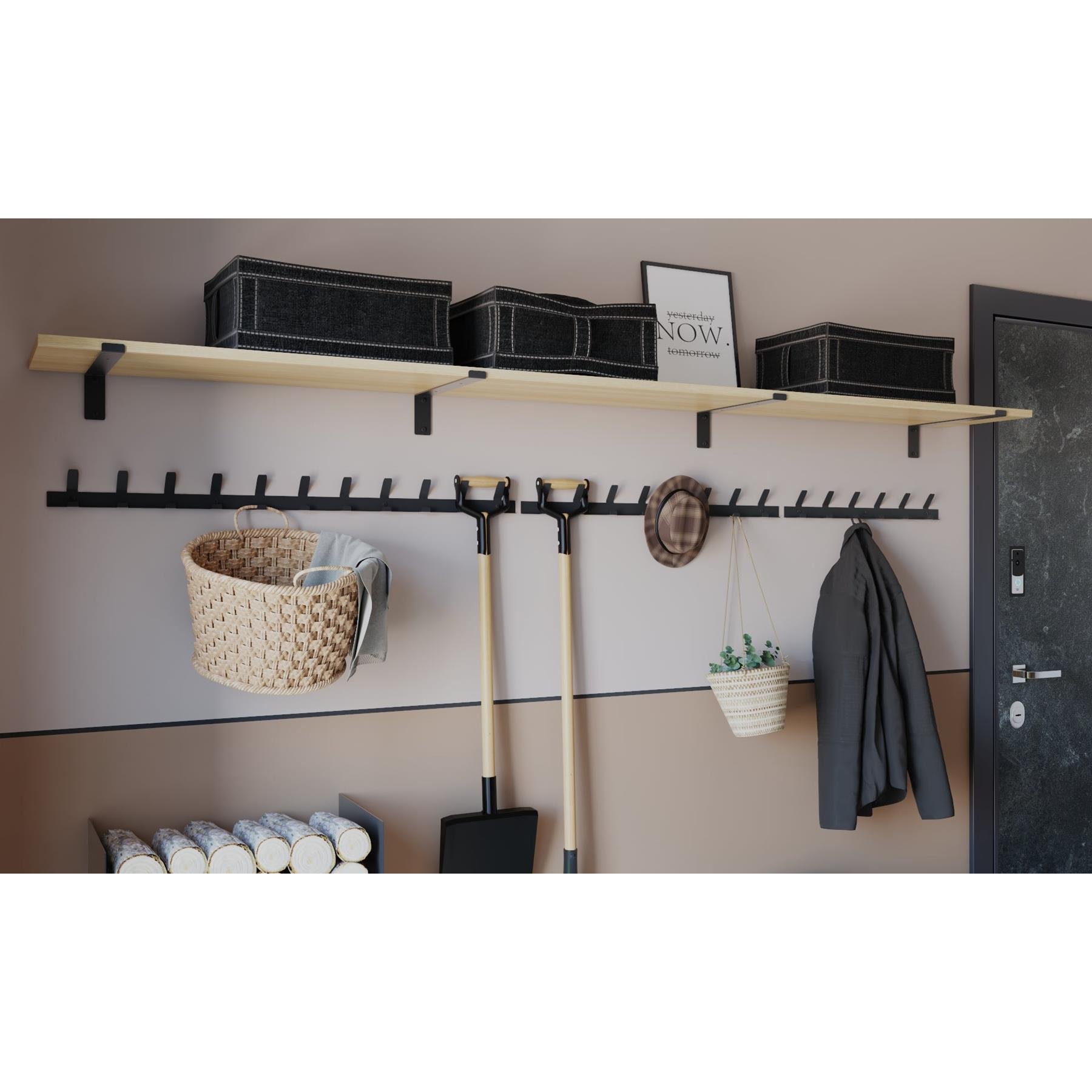 Gorillz Trim 100 - Kapstok van 1 meter - 22 Haken - Metaal - Zwart