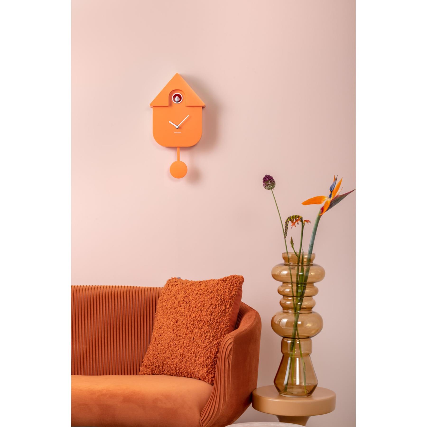 Karlsson - Wandklok Modern Cuckoo - Oranje - 21,5x8,5x41cm