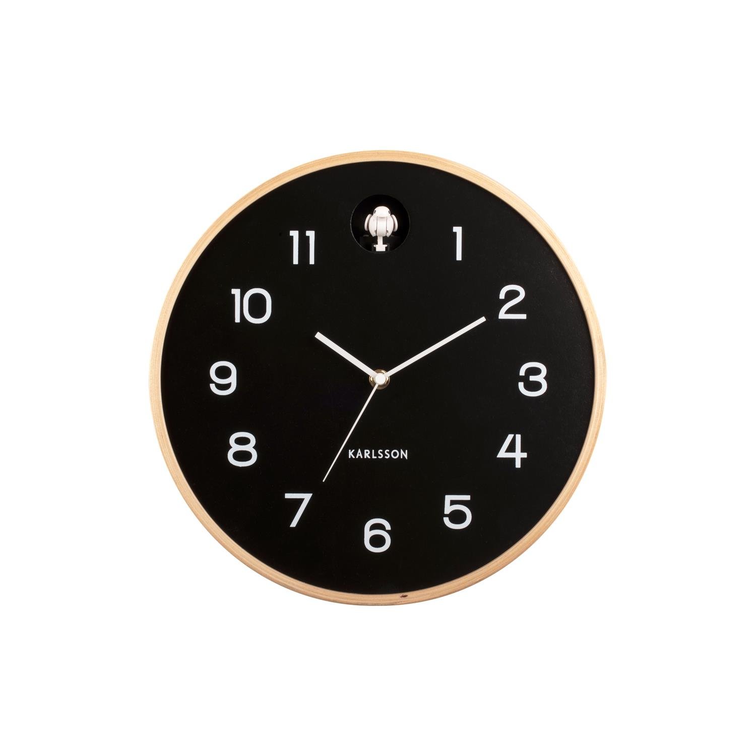 Karlsson - Wall clock Natural Cuckoo birch wood black