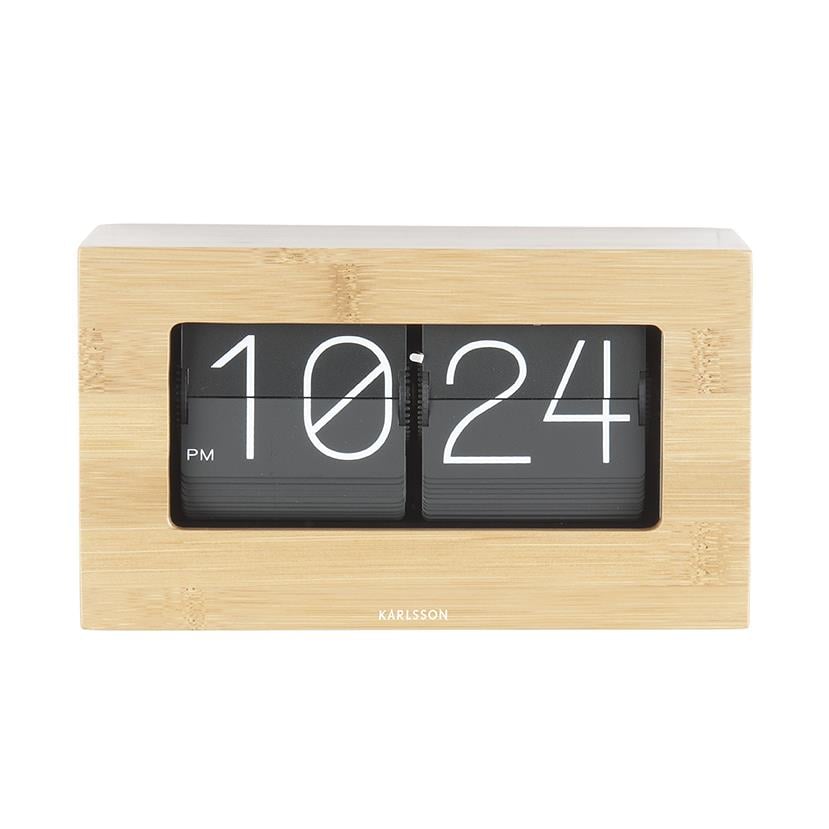 Karlsson Tafelklok Boxed - Flip - Bamboe - 20,5x7x11,5cm