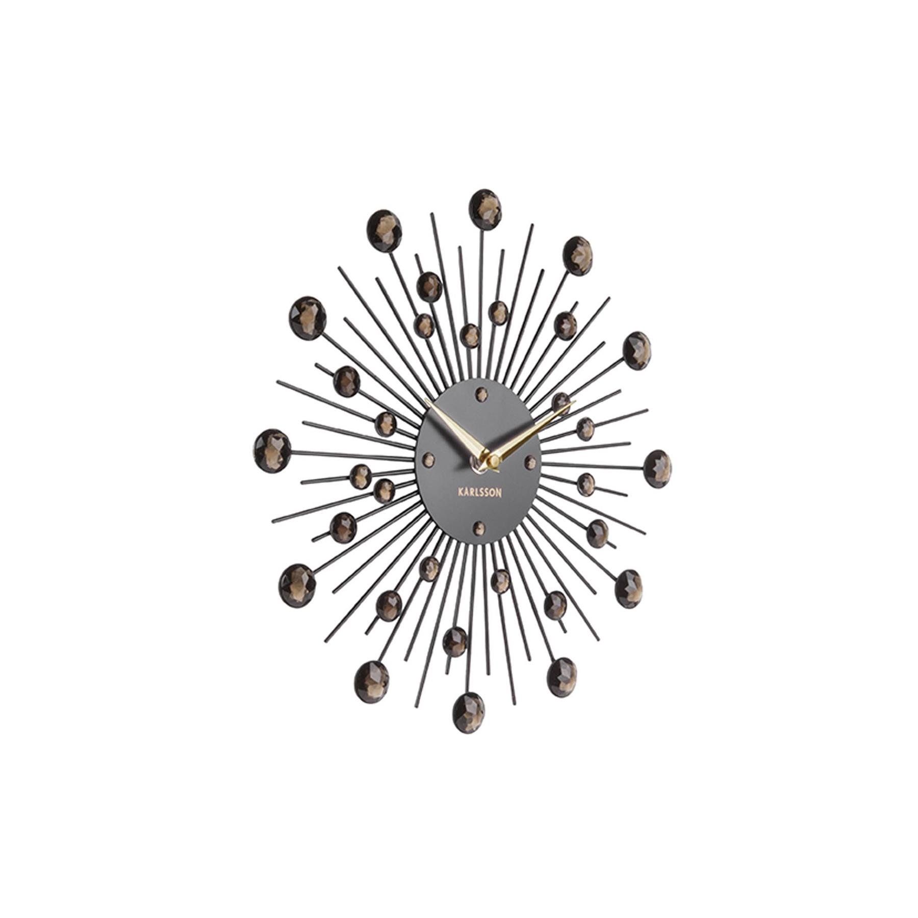 Karlsson - Wandklok Sunburst - Kristal - Zwart - Medium - Ø30cm