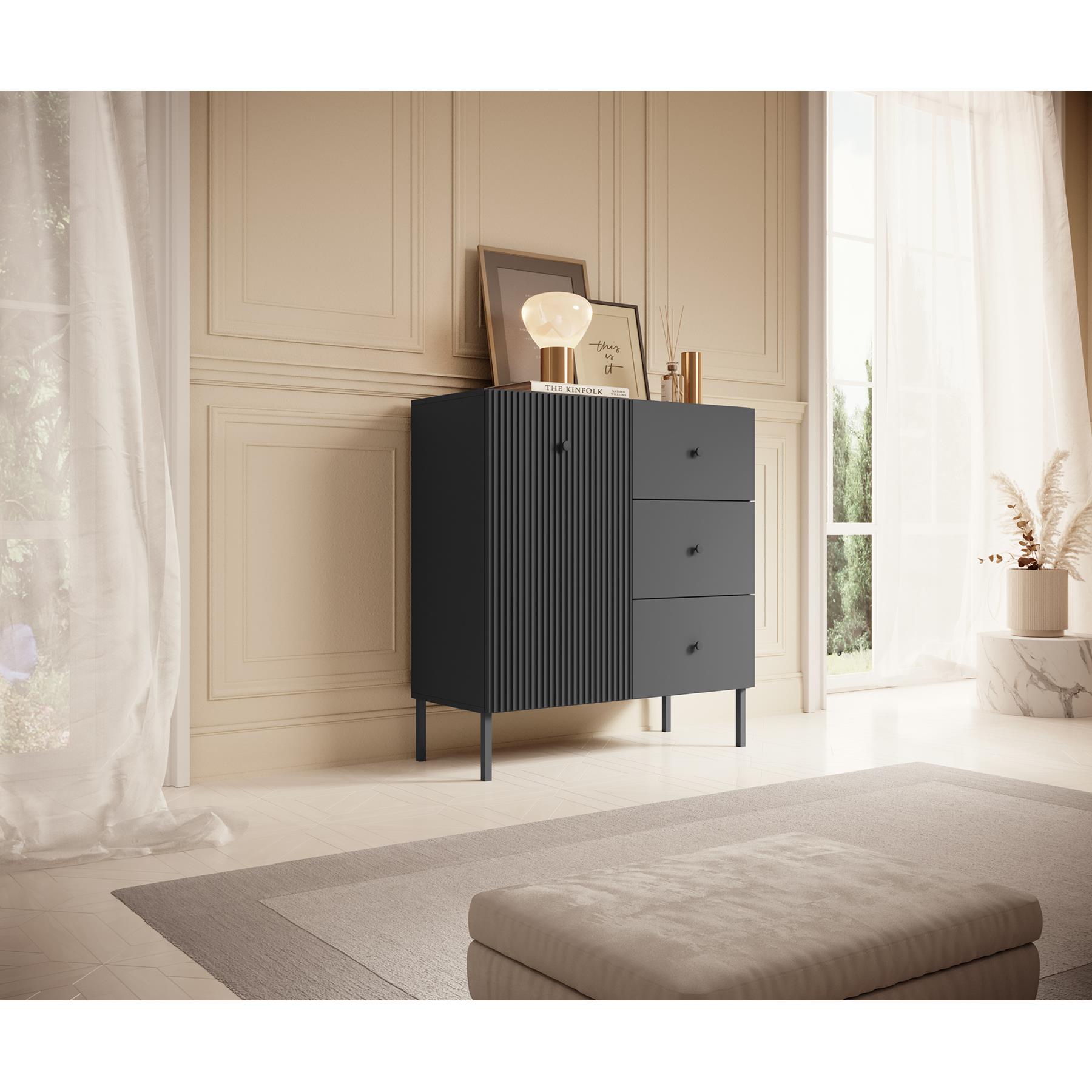 Meubella Dressoir Vermont - Antraciet - 90 cm