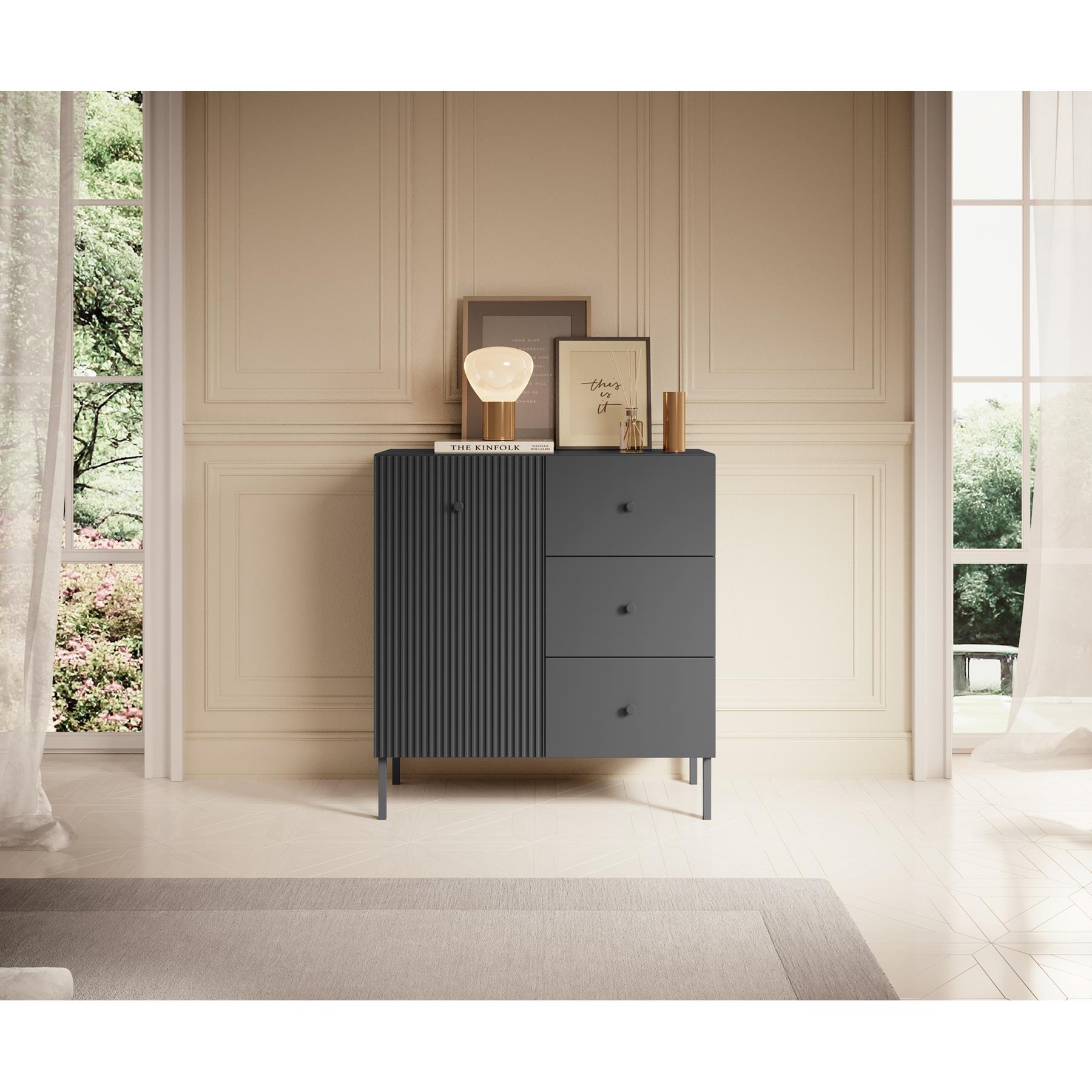 Meubella Dressoir Vermont - Antraciet - 90 cm