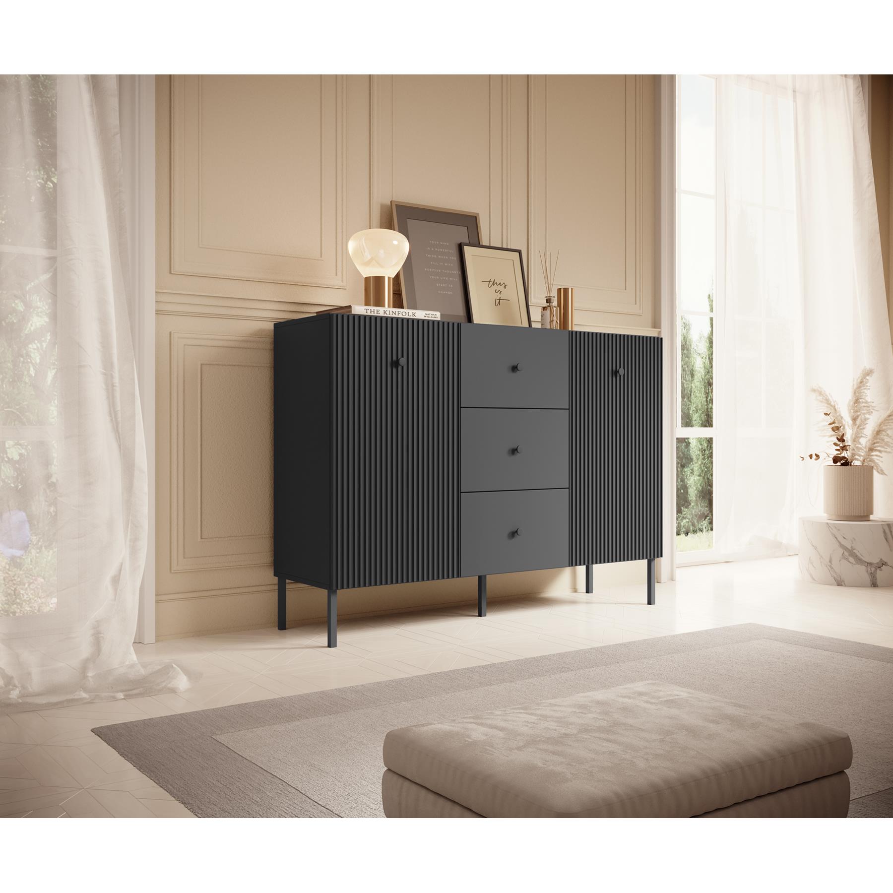Meubella Dressoir Vermont - Antraciet - 135 cm
