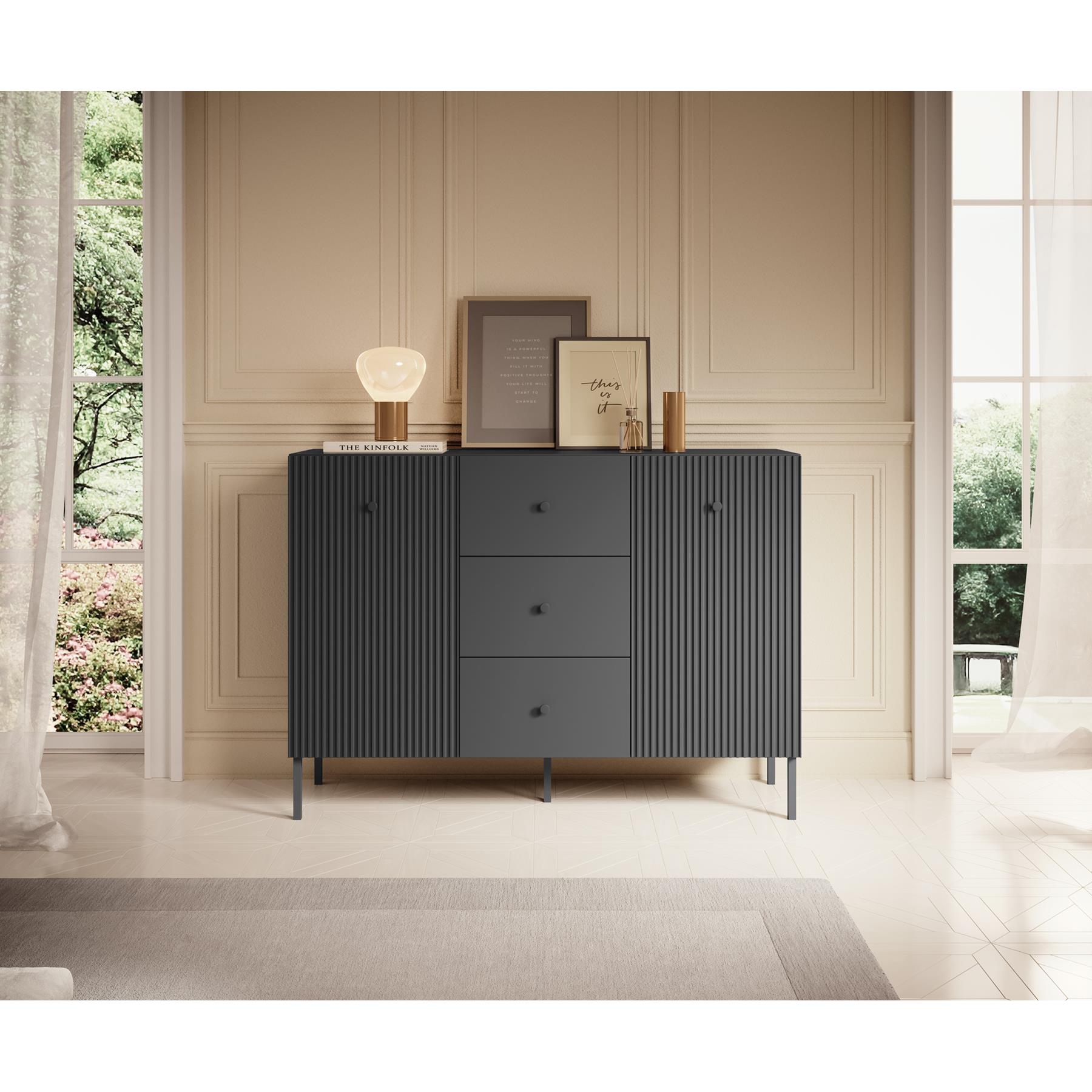Meubella Dressoir Vermont - Antraciet - 135 cm