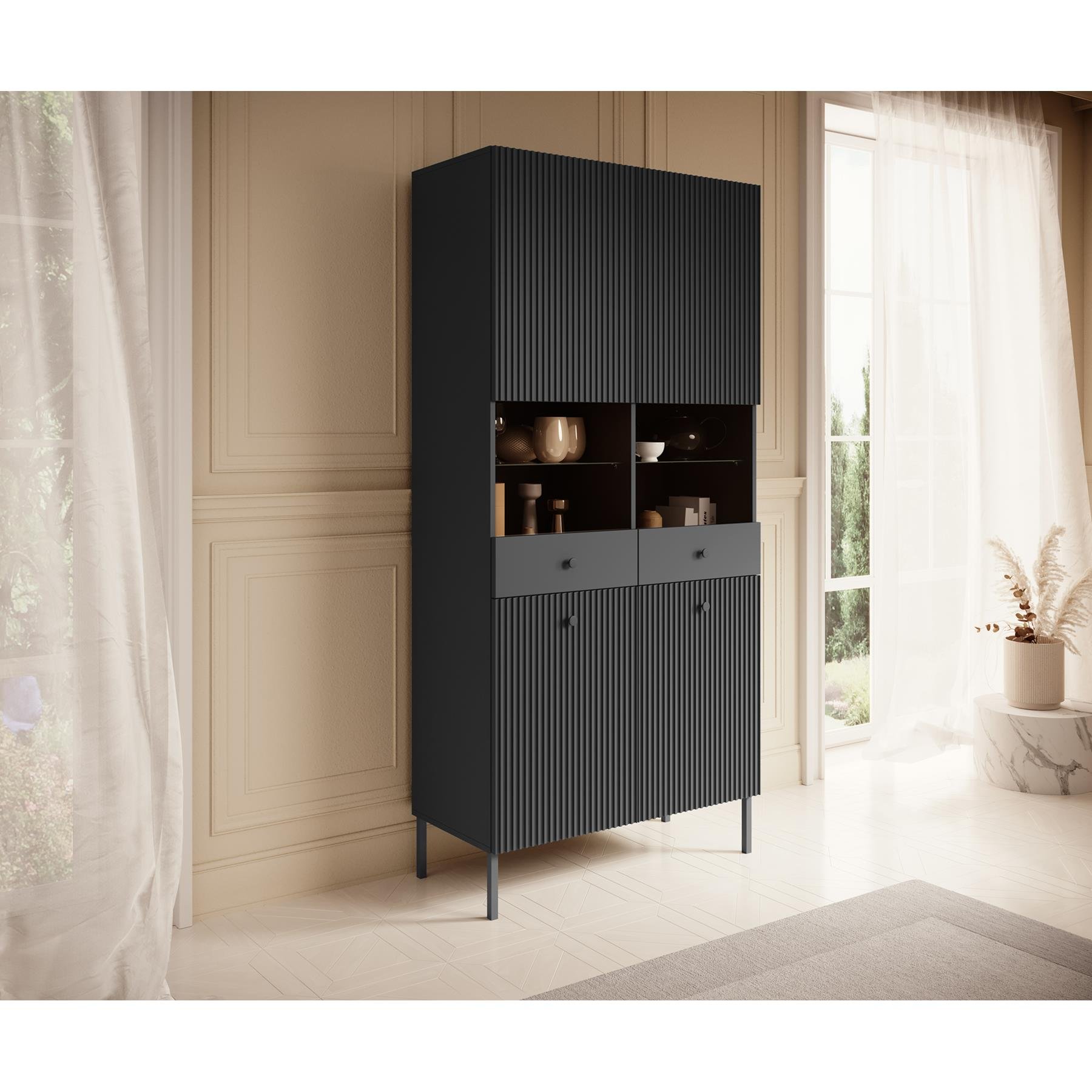 Meubella Vitrinekast Vermont - Antraciet - 90 cm