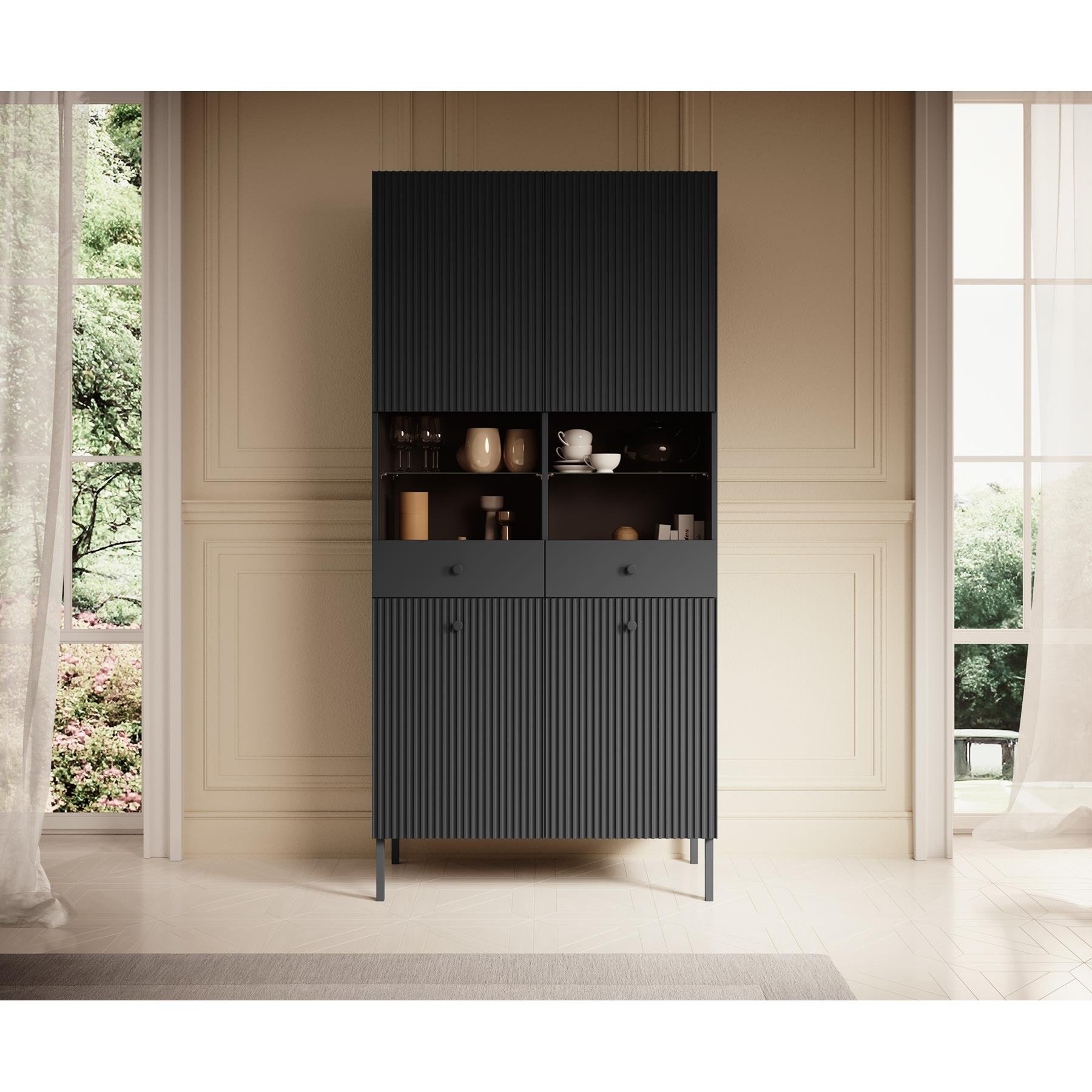 Meubella Vitrinekast Vermont - Antraciet - 90 cm