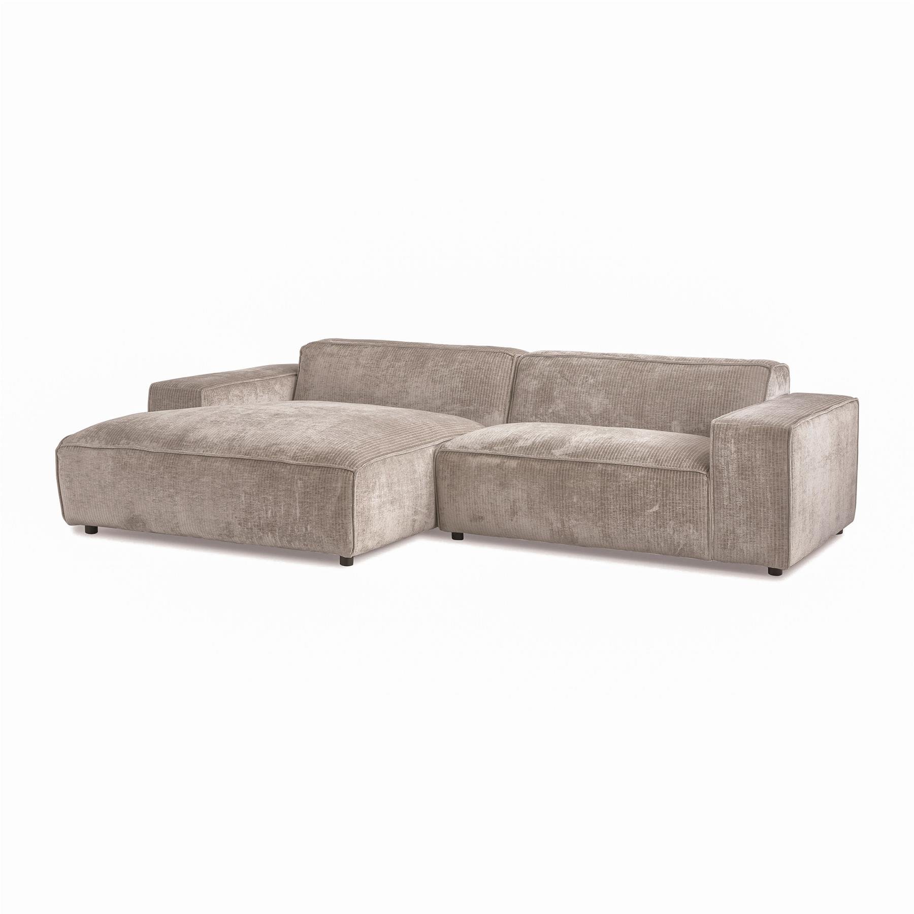 by fonQ Chunky Hoekbank met Chaise Longue Links - Beige - Rib