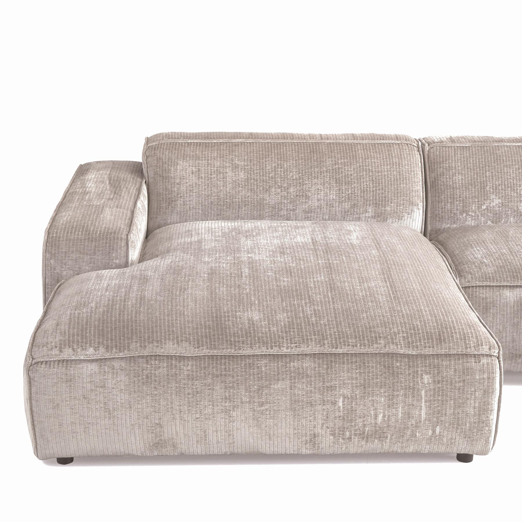 by fonQ Chunky Hoekbank met Chaise Longue Links - Beige - Rib
