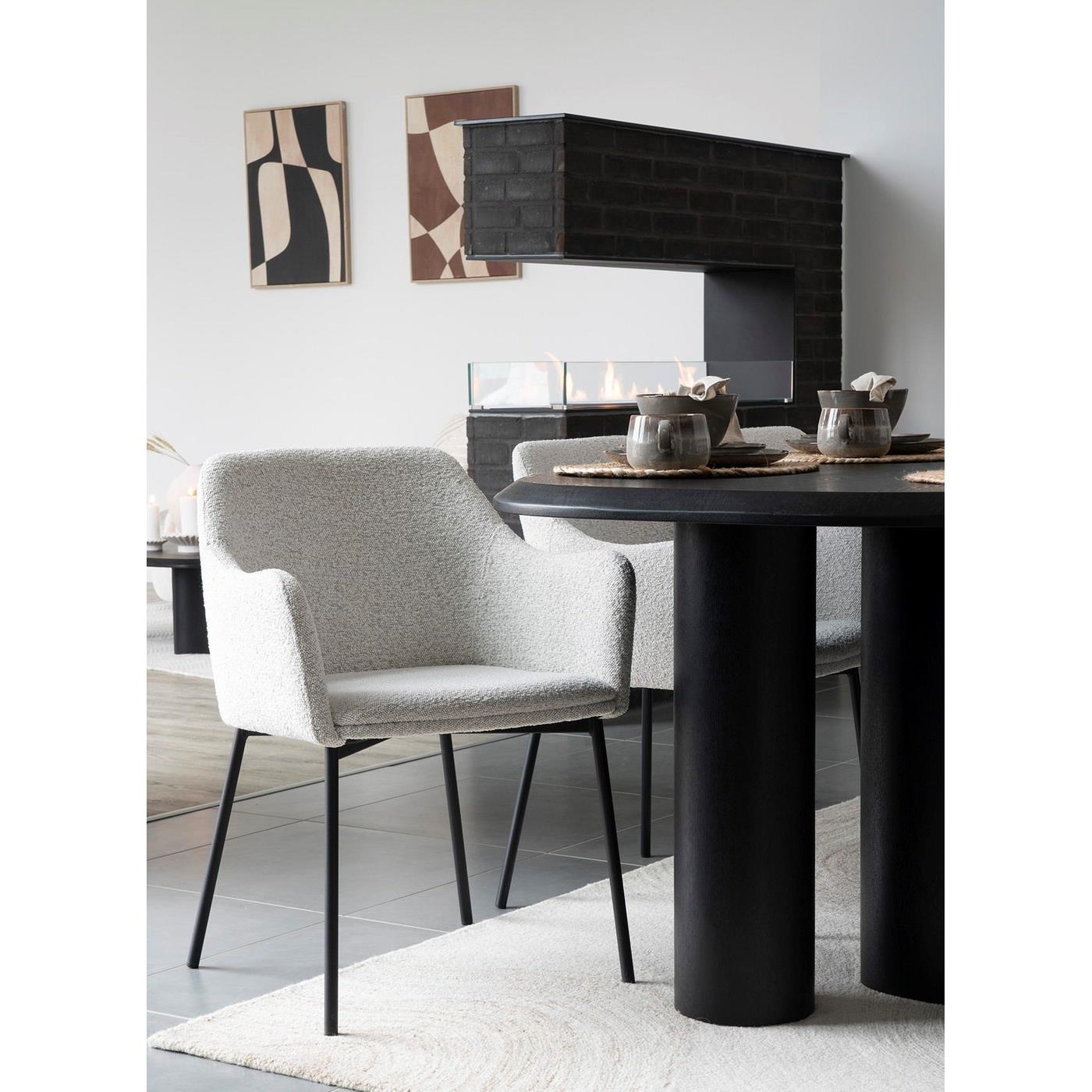 House Nordic Melilla Wit Bouclé Armstoel set van 2