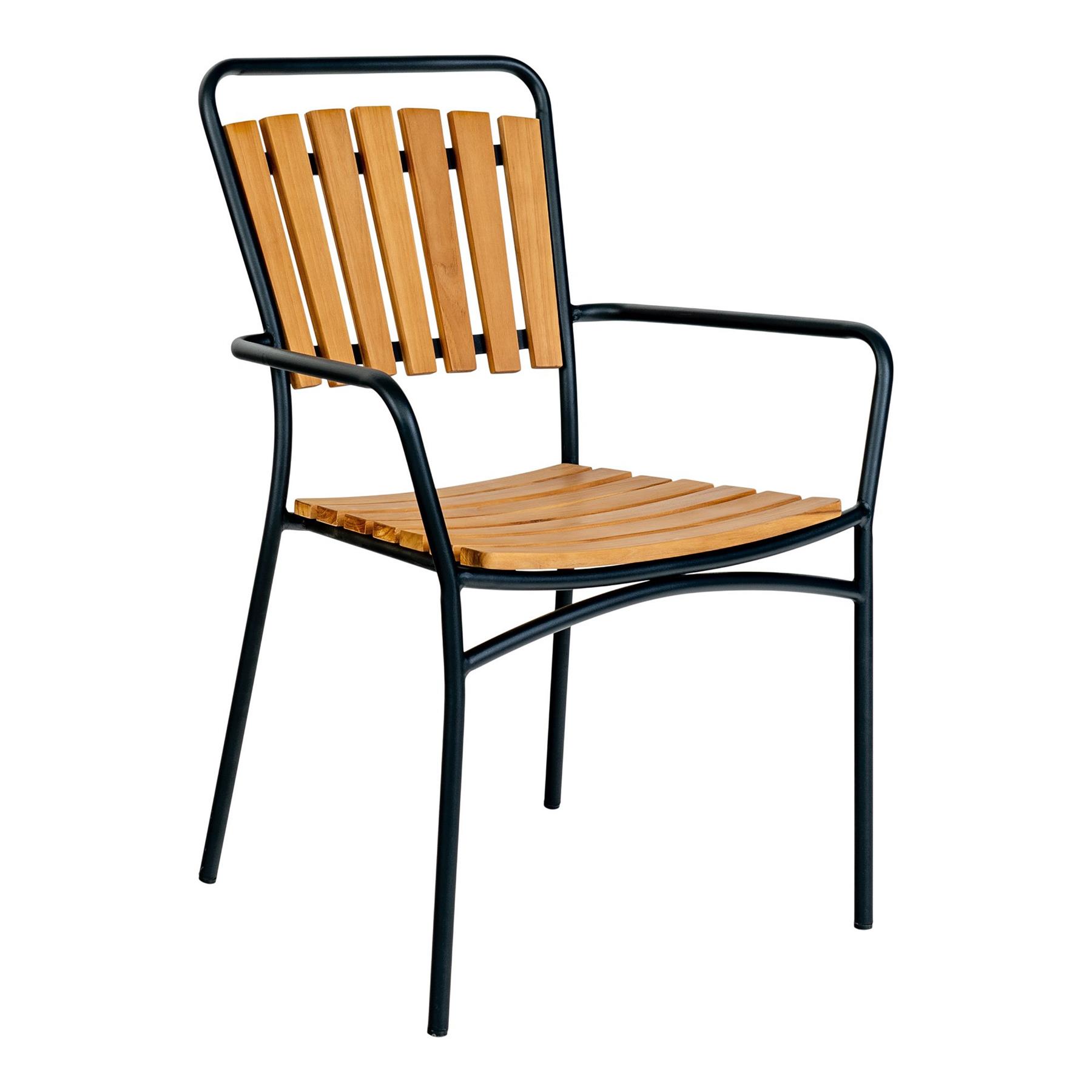 House Nordic Cleveland Eetkmaerstoel Zwart|Teak set van 4