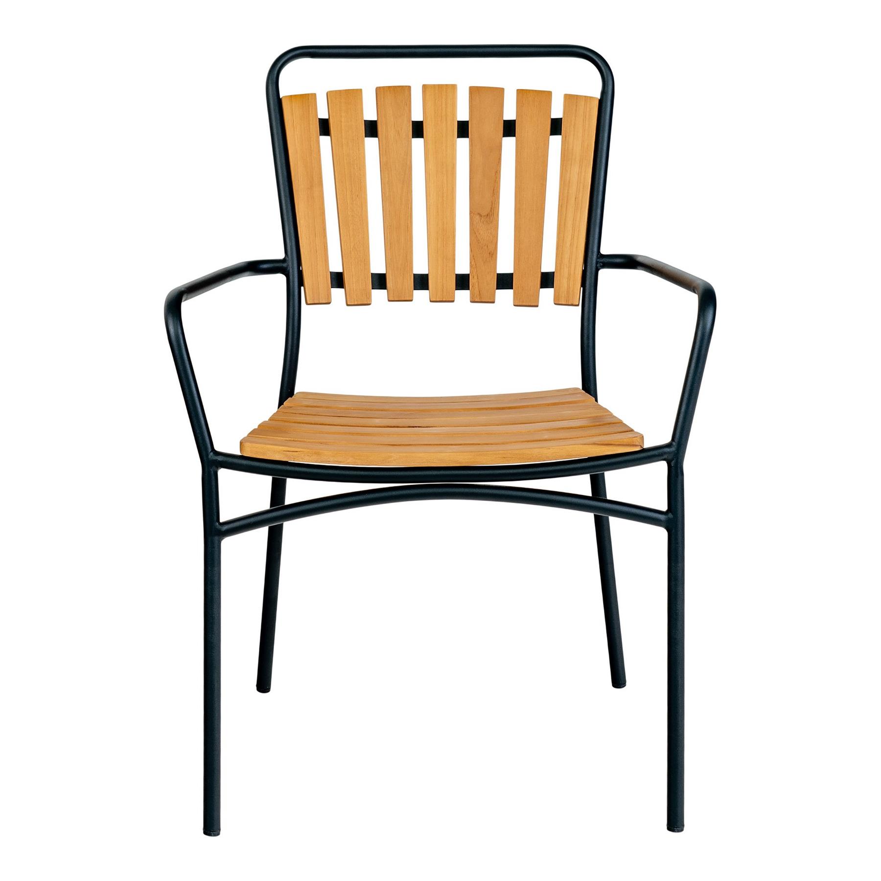 House Nordic Cleveland Eetkmaerstoel Zwart|Teak set van 4