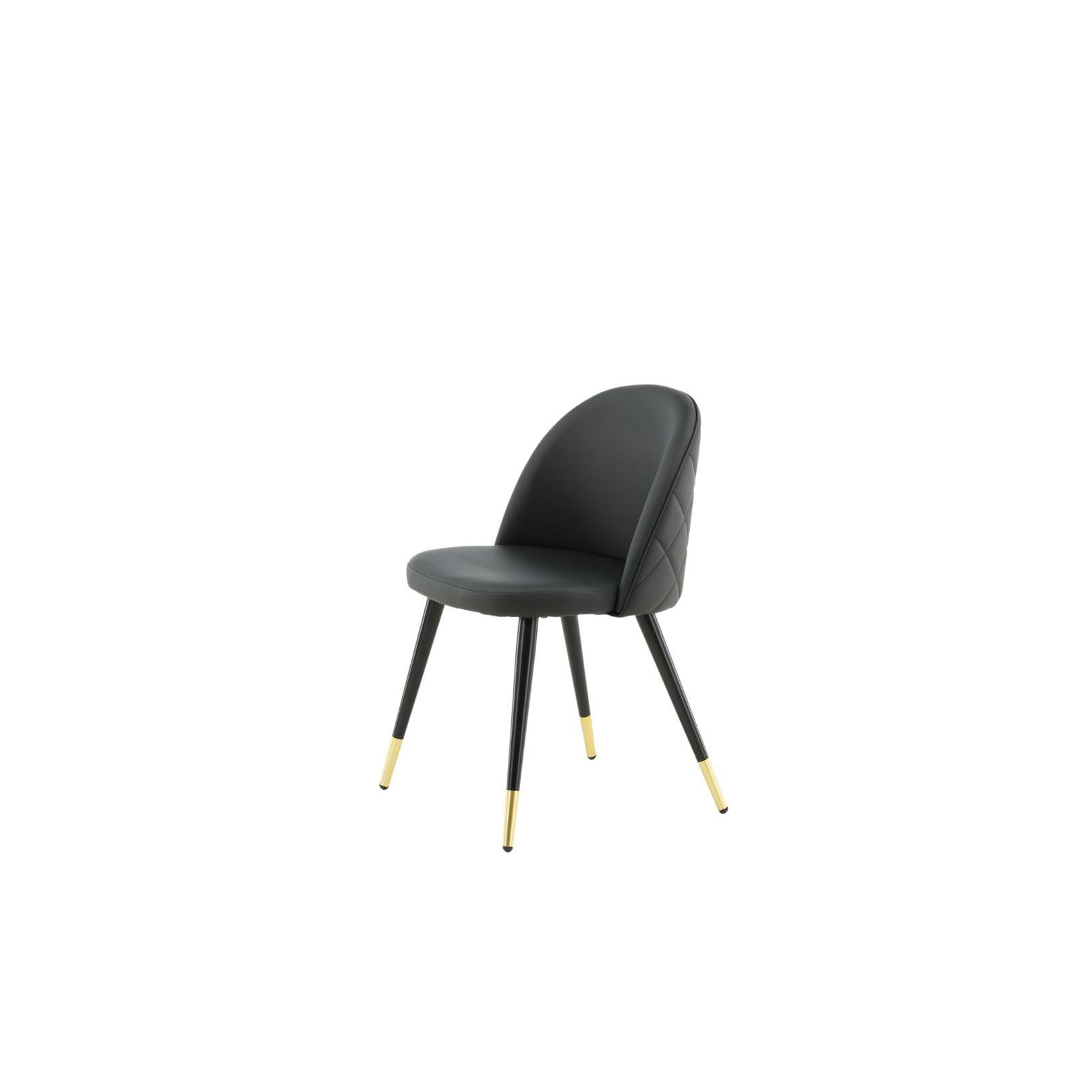 Hioshop Velvet eetkamerstoel PU kunstleer zwart.