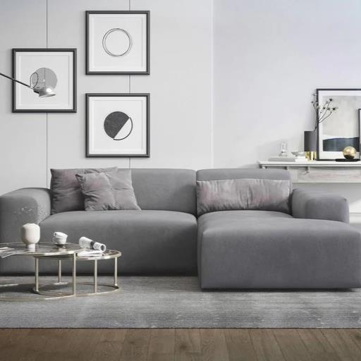 NADUVI Collection Nina Hoekbank Rechts - Velvet - Lichtgrijs