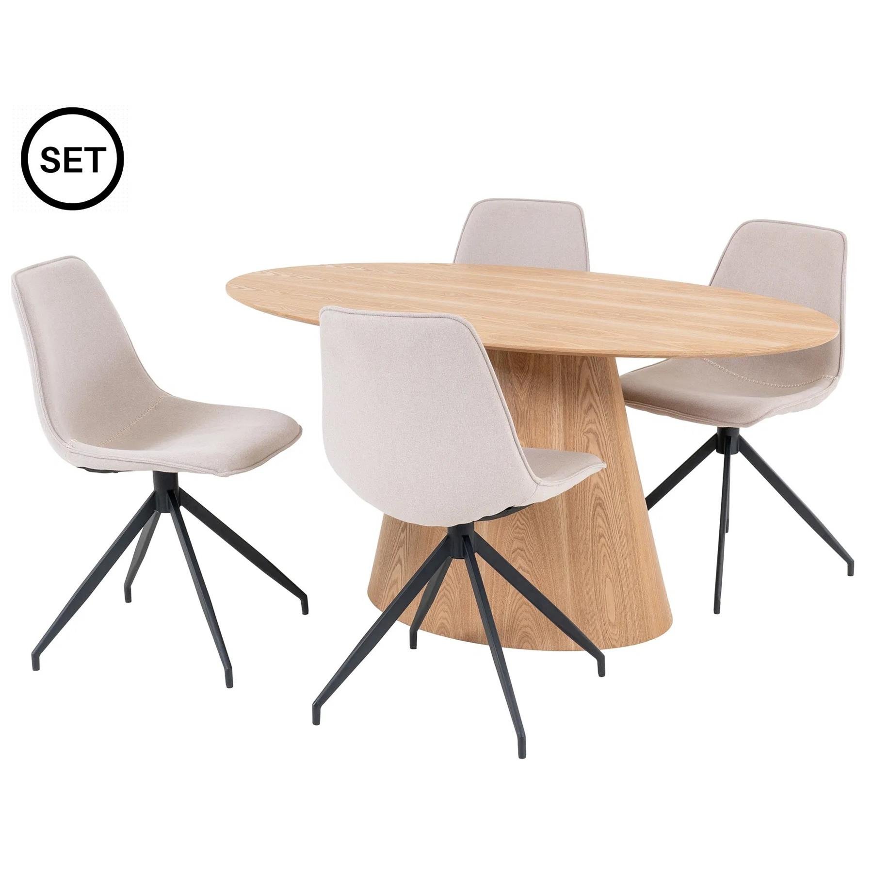 House Nordic Bolton | Monaco Ovale Eetkamer Set Essenhout