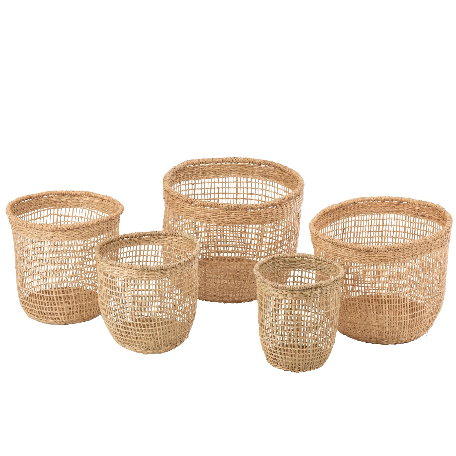 J-Line - Set Van 5 Manden Oasis Zeegras Licht Naturel - 40x40x32cm