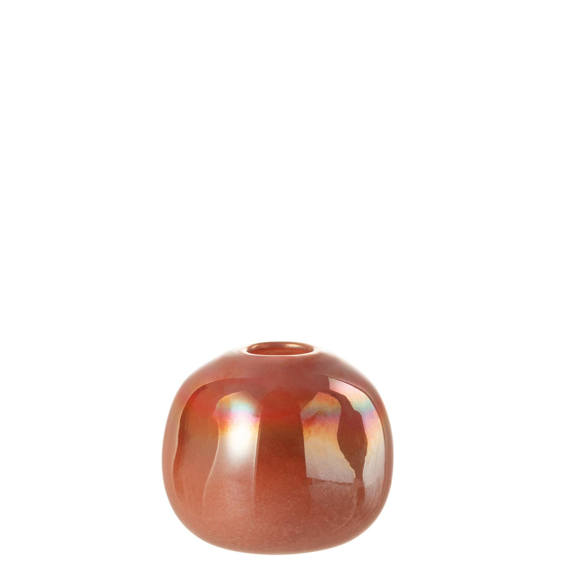 J-line - Vaas Bol Glas Rood Small - 13.5x13.5x13cm