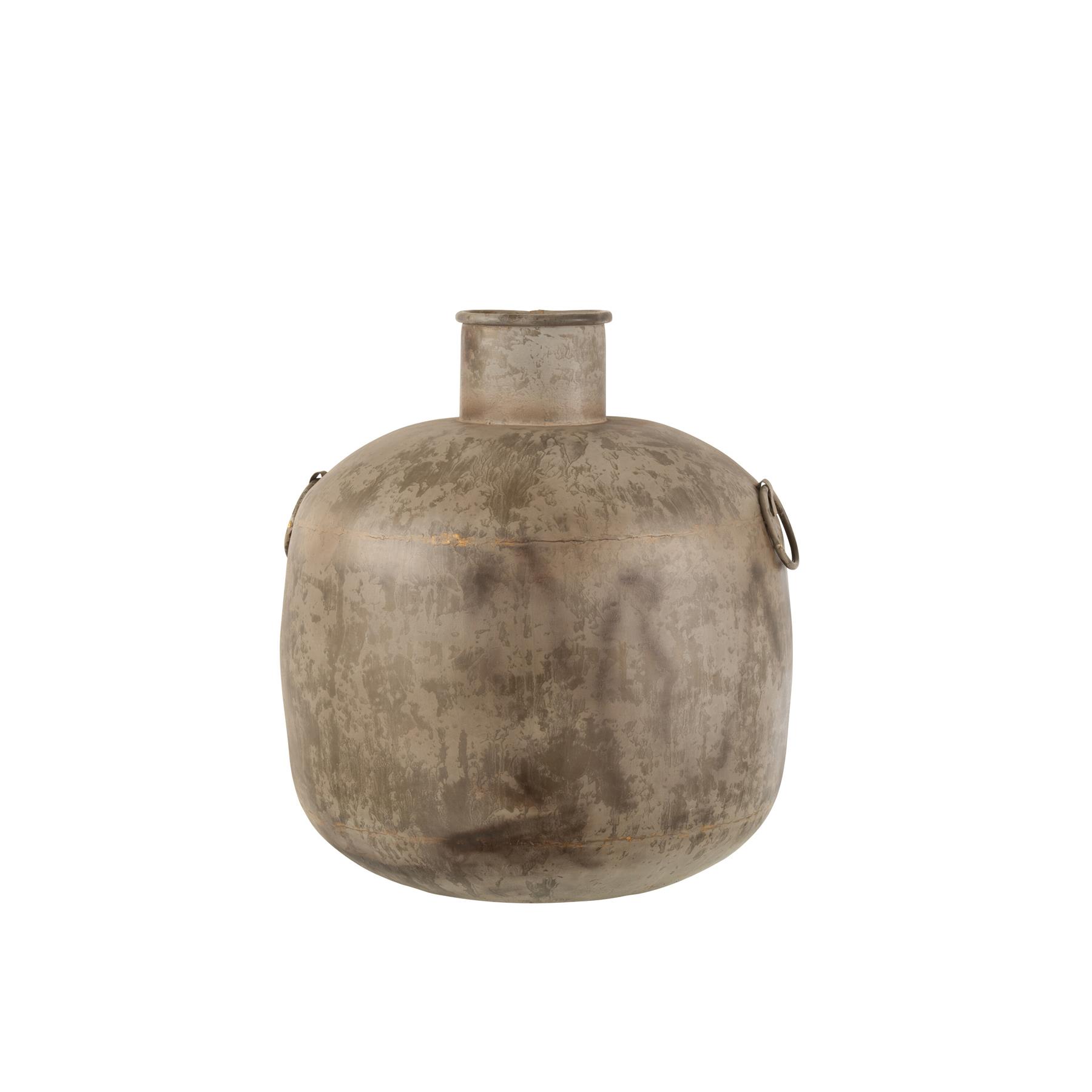 J-Line - Vaas Antiek Rond Bruin Small - 44x44x47cm