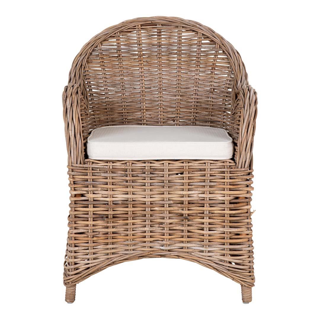 House Nordic Larisa Rattan Eetkmaerstoel met Kussen set van 2