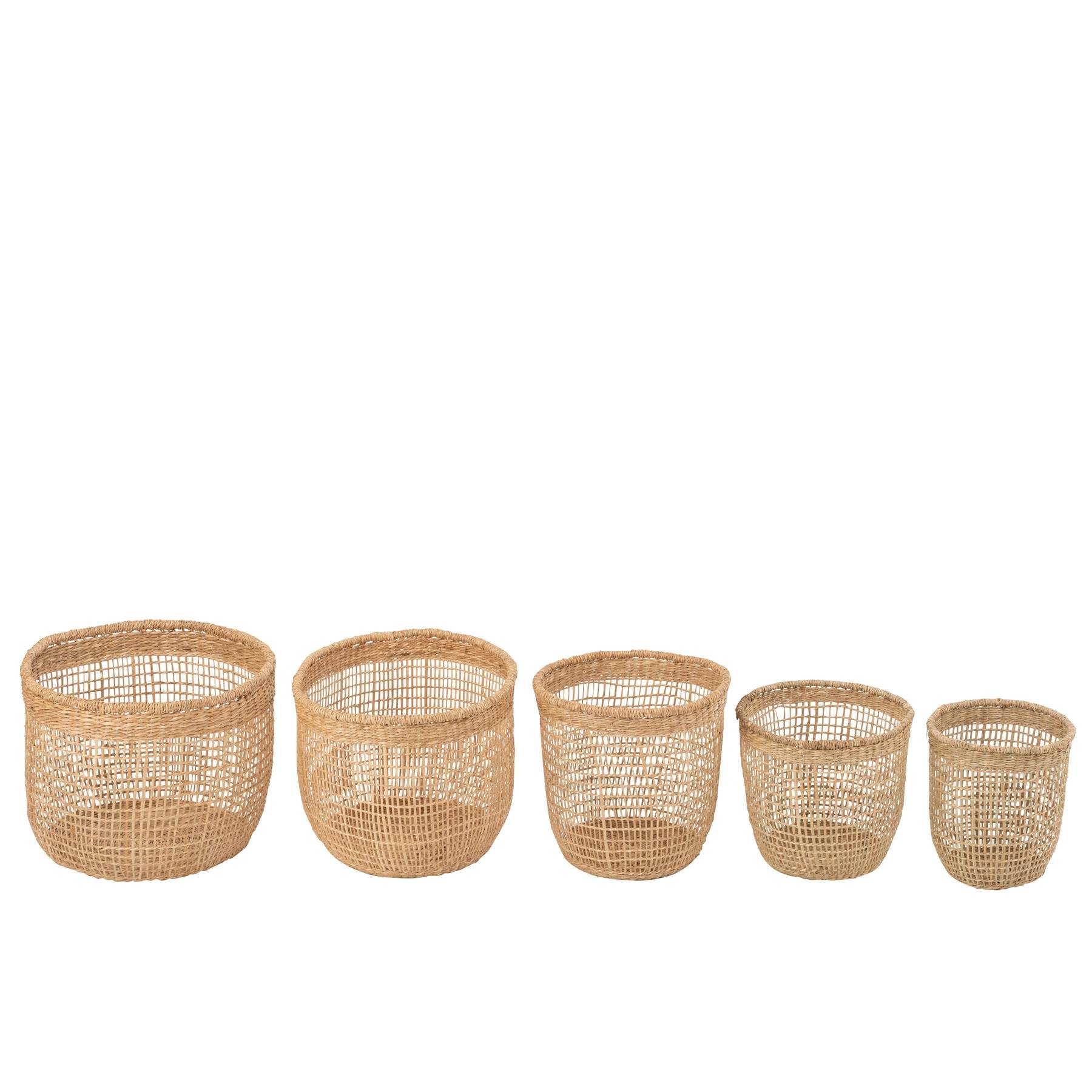 J-Line - Set Van 5 Manden Oasis Zeegras Licht Naturel - 40x40x32cm