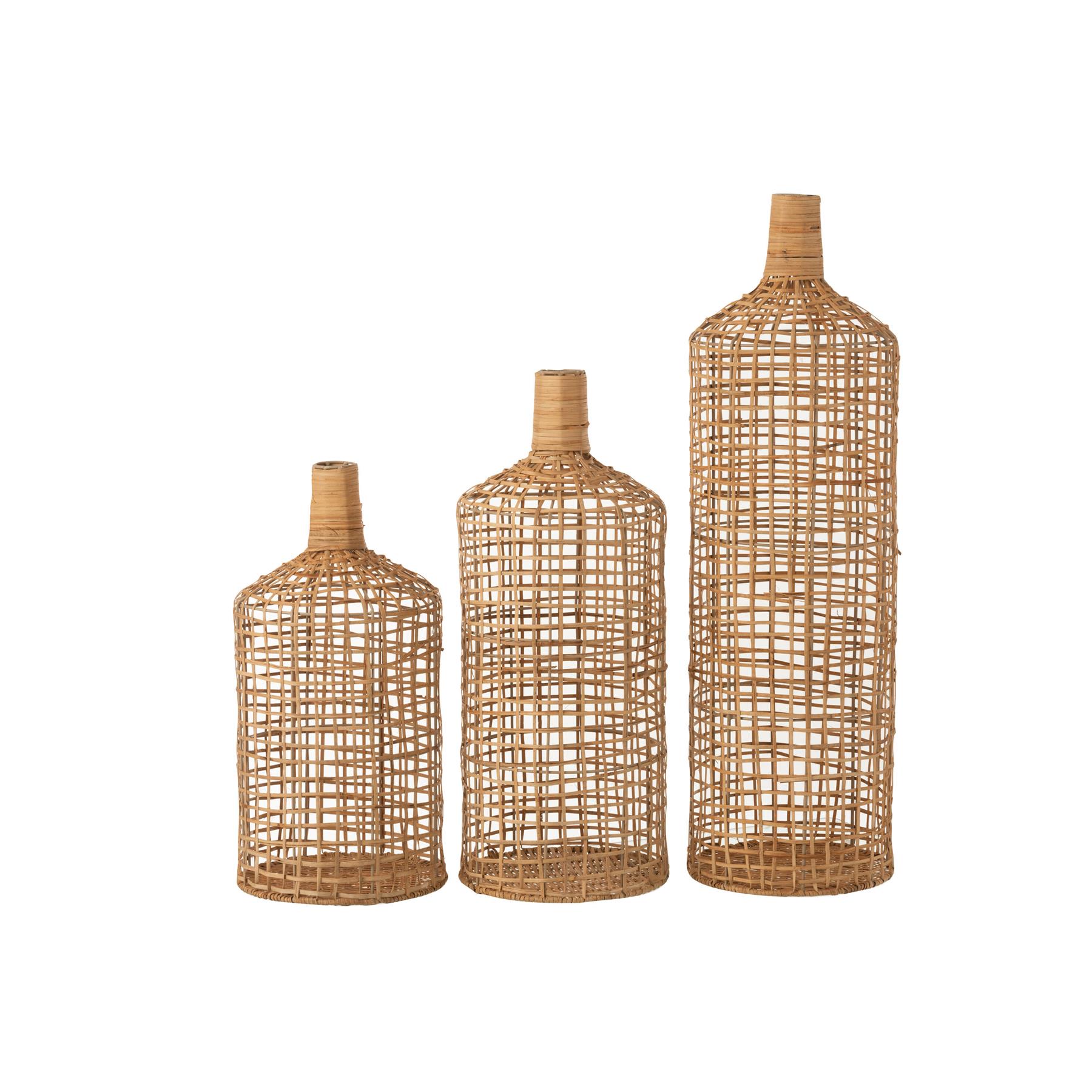 J-Line - Set Van 3 Vaas Decoratie Bamboe Naturel - 25x25x80cm