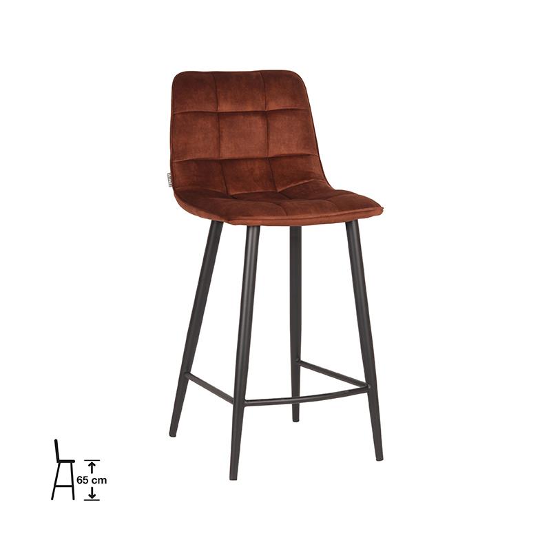 LABEL51 - Barkruk Jelt Laag - Rust Velours - Zwart Metaal