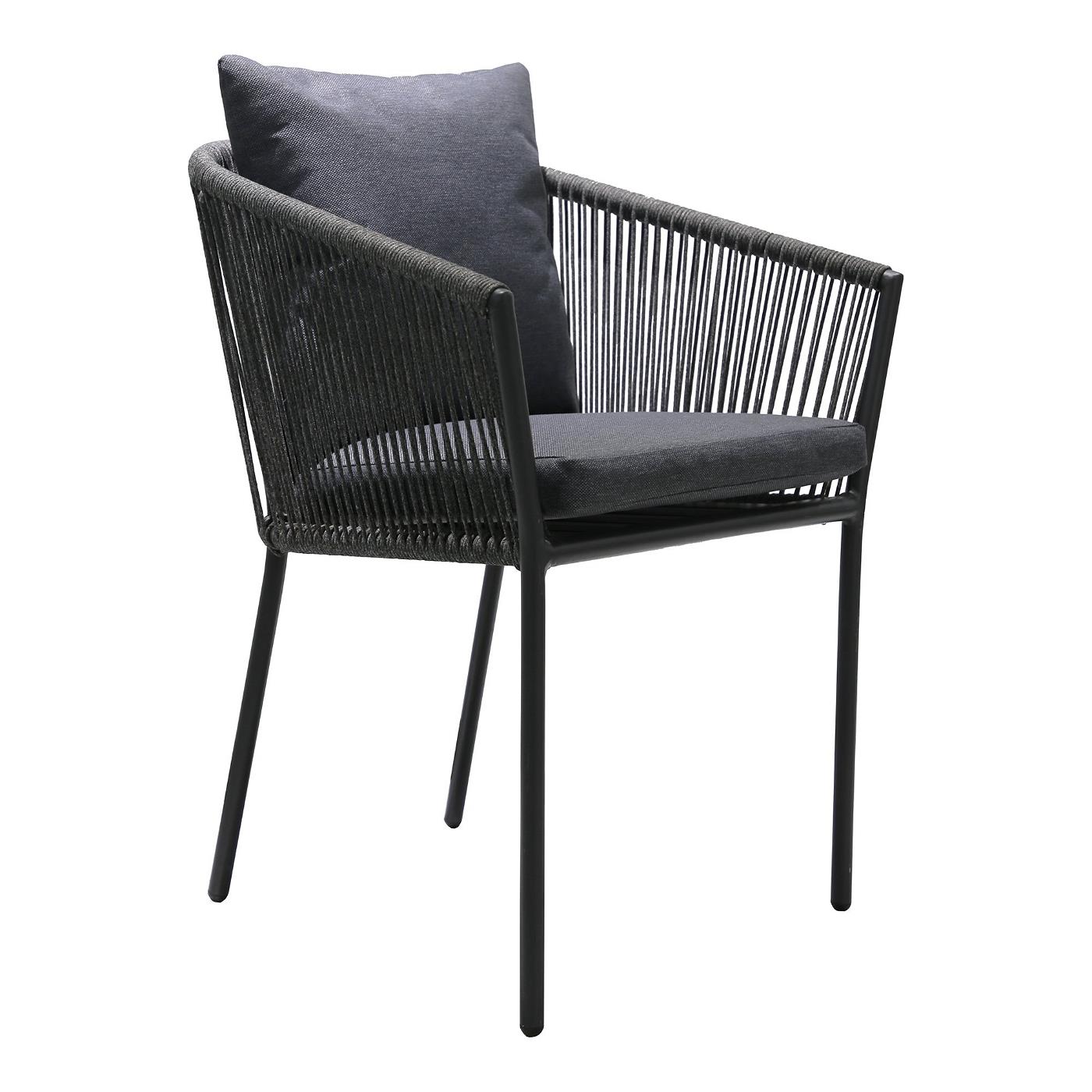 House Nordic Salerno Eetkmaerstoel Zwart|Grijs set van 4