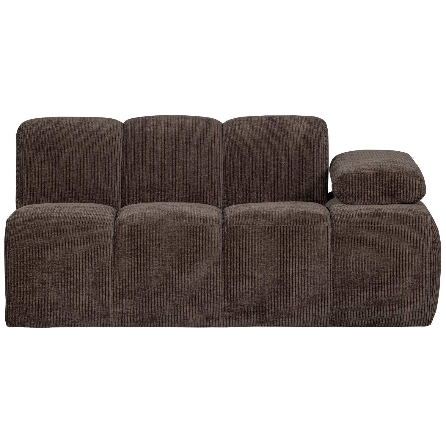 WOOOD Mojo 1,5-Zits Bank Met Arm Rechts - Ribstof - Bruin -74x160x67