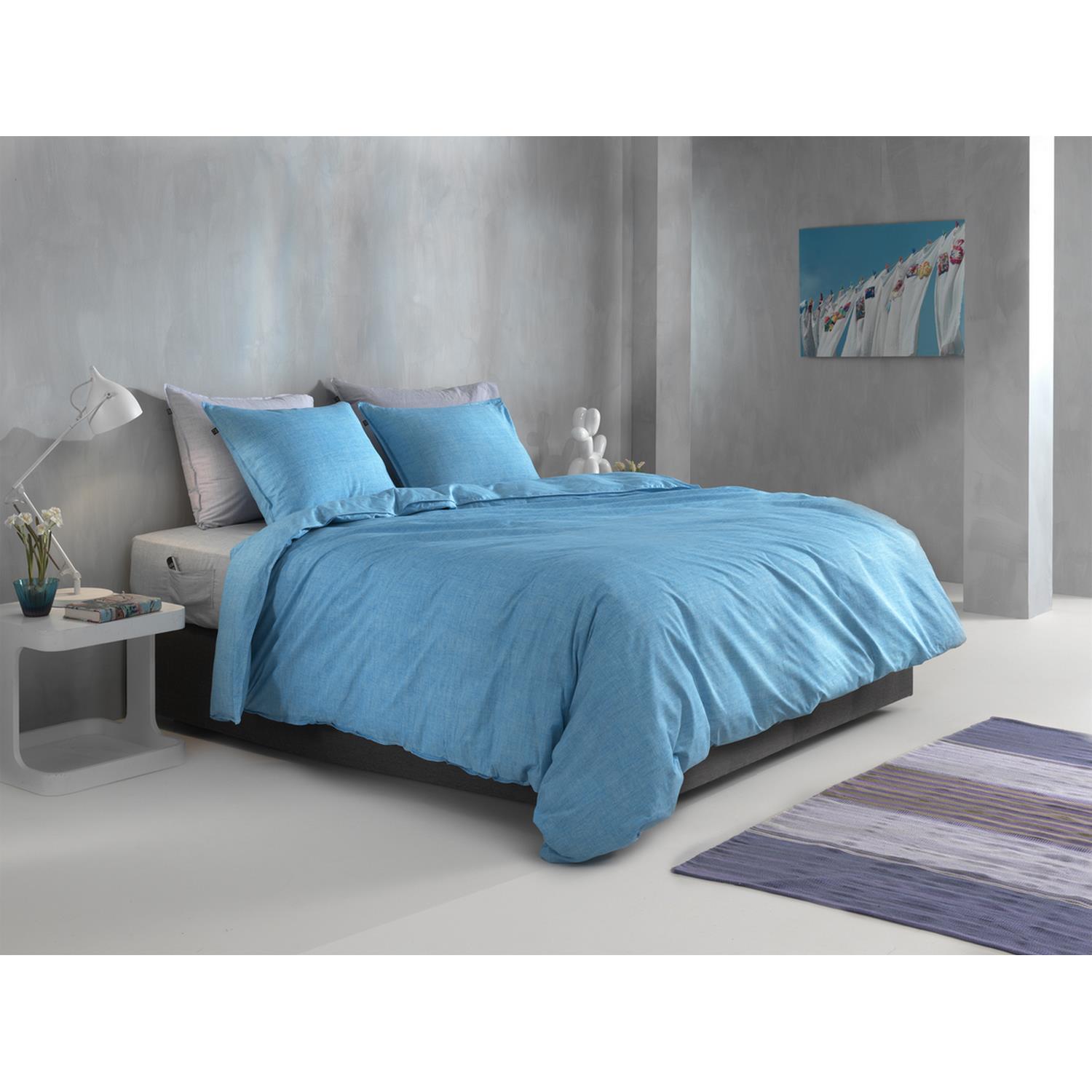 Zo Home Dekbedovertrek Katoen Lino Linnen Look - topaz blue