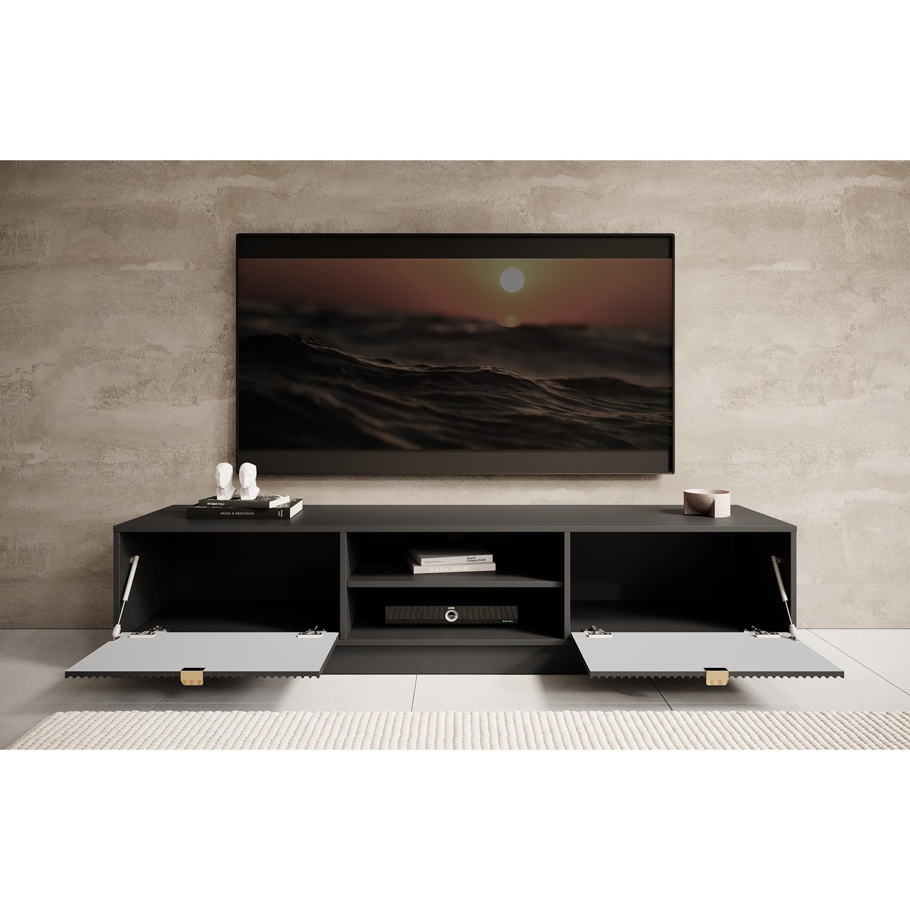 Meubella TV-Meubel Tavares - Zwart - 180 cm
