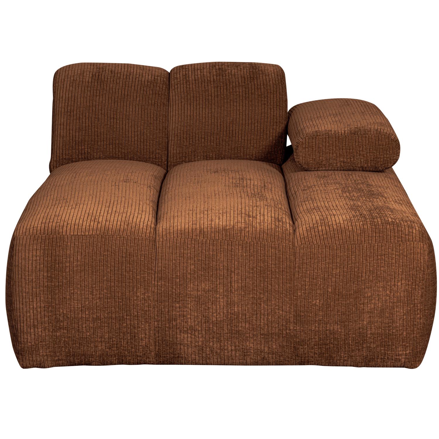 WOOOD Mojo Chaise Longue Elementenbank Rechts - Ribstof - Roest Bruin