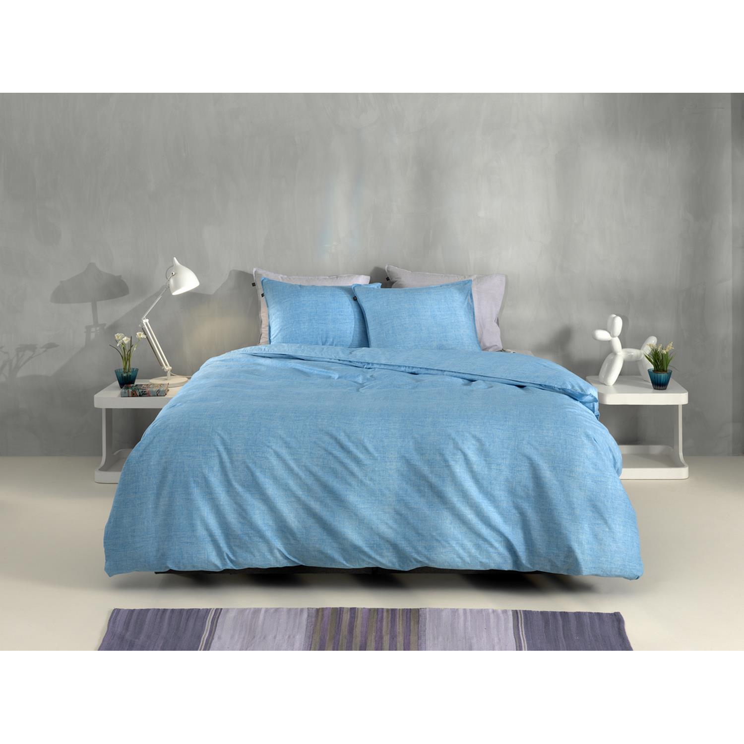 Zo Home Dekbedovertrek Katoen Lino Linnen Look - topaz blue