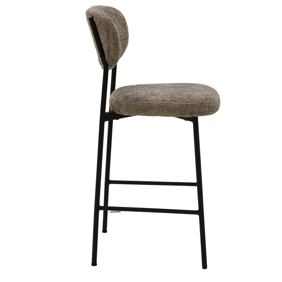 Giga Meubel - Barstoel Taupe Stof - 44x50x97cm - Vajèn - Set van 2