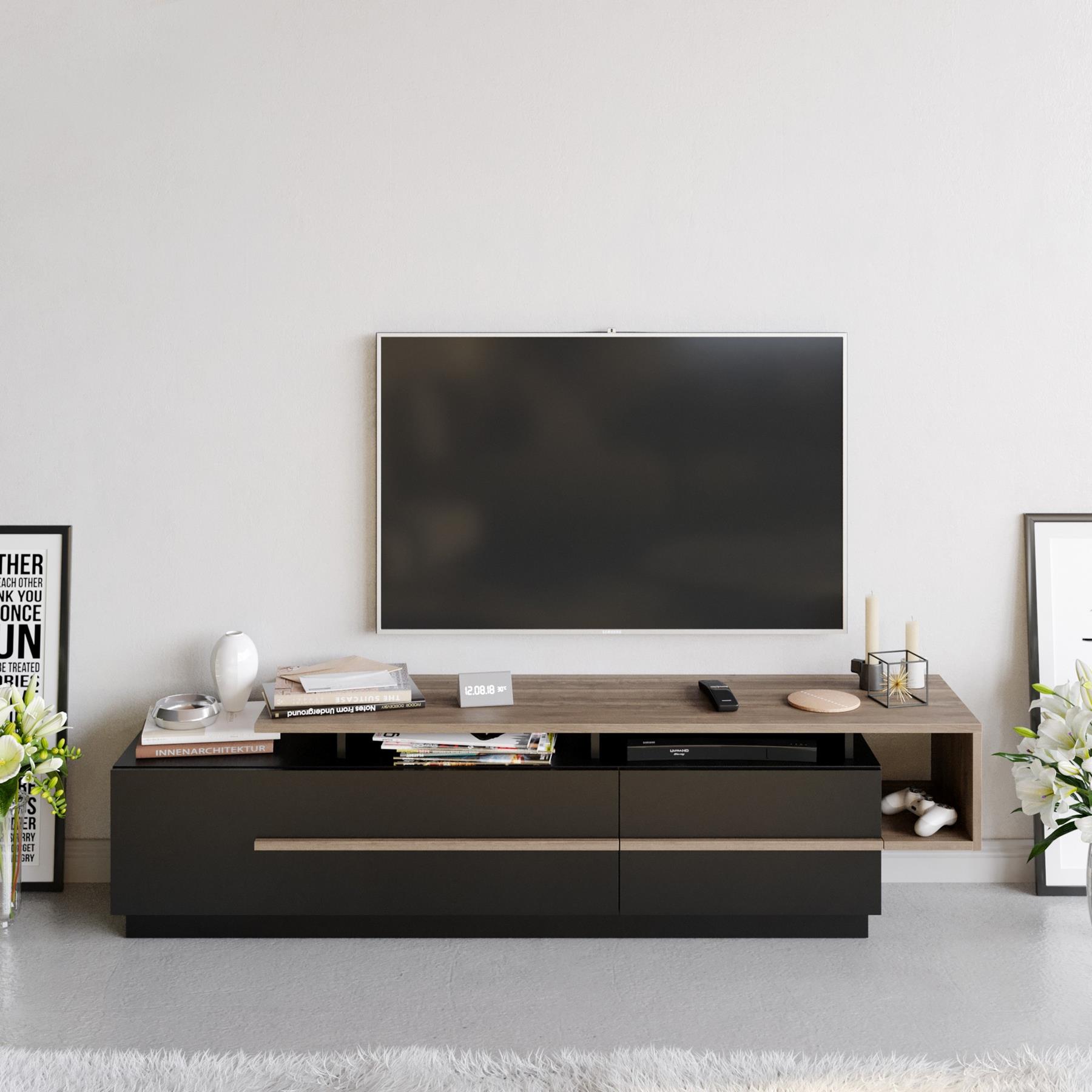 Giga Meubel - Tv-Meubel Rechthoek - Zwart - 180x39x46,4cm - Pia