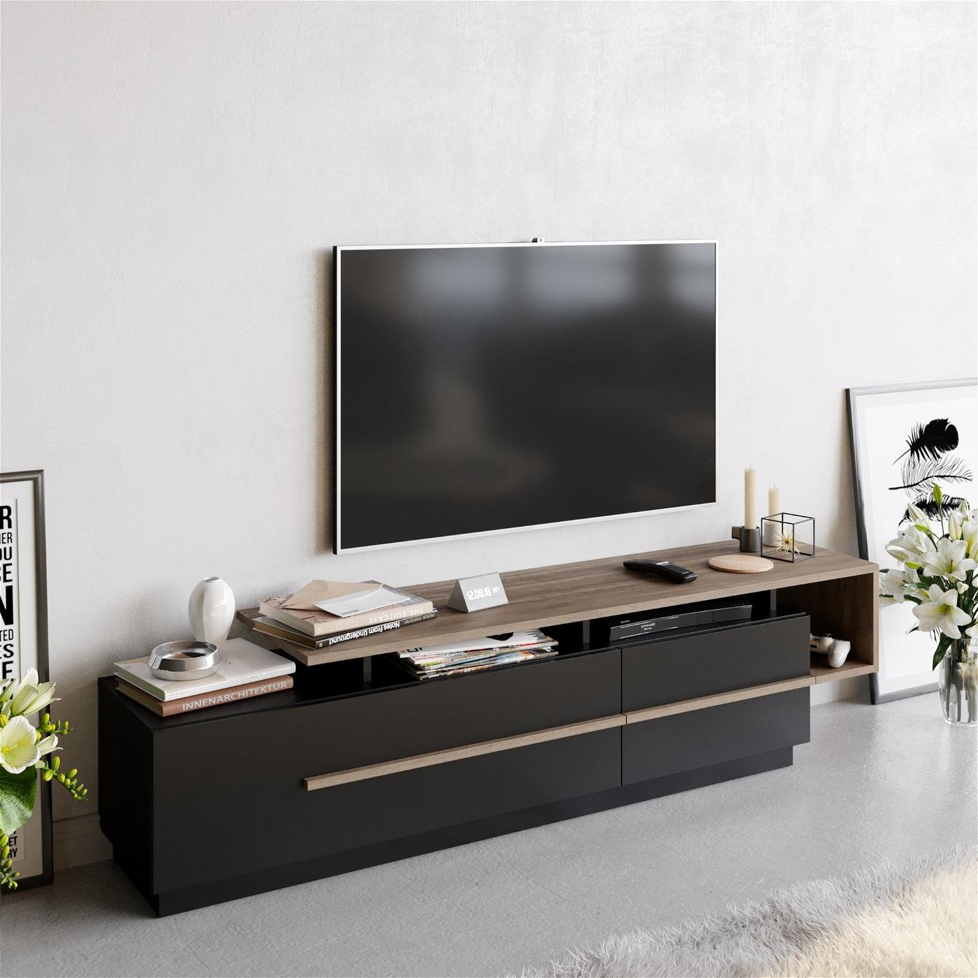 Giga Meubel - Tv-Meubel Rechthoek - Zwart - 180x39x46,4cm - Pia