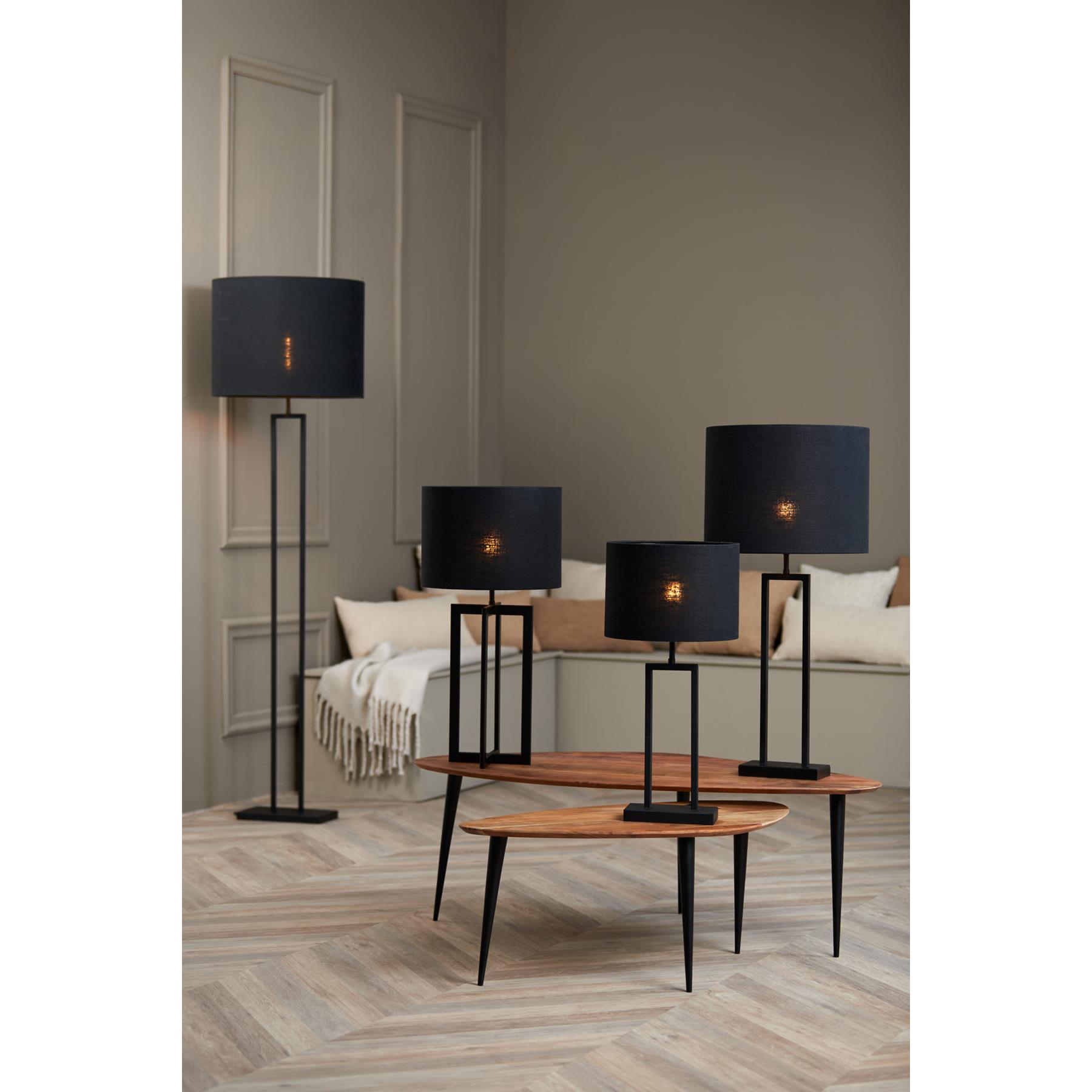 Light & Living Cilinder lampenkap Livigno - Zwart - Ø40x30cm