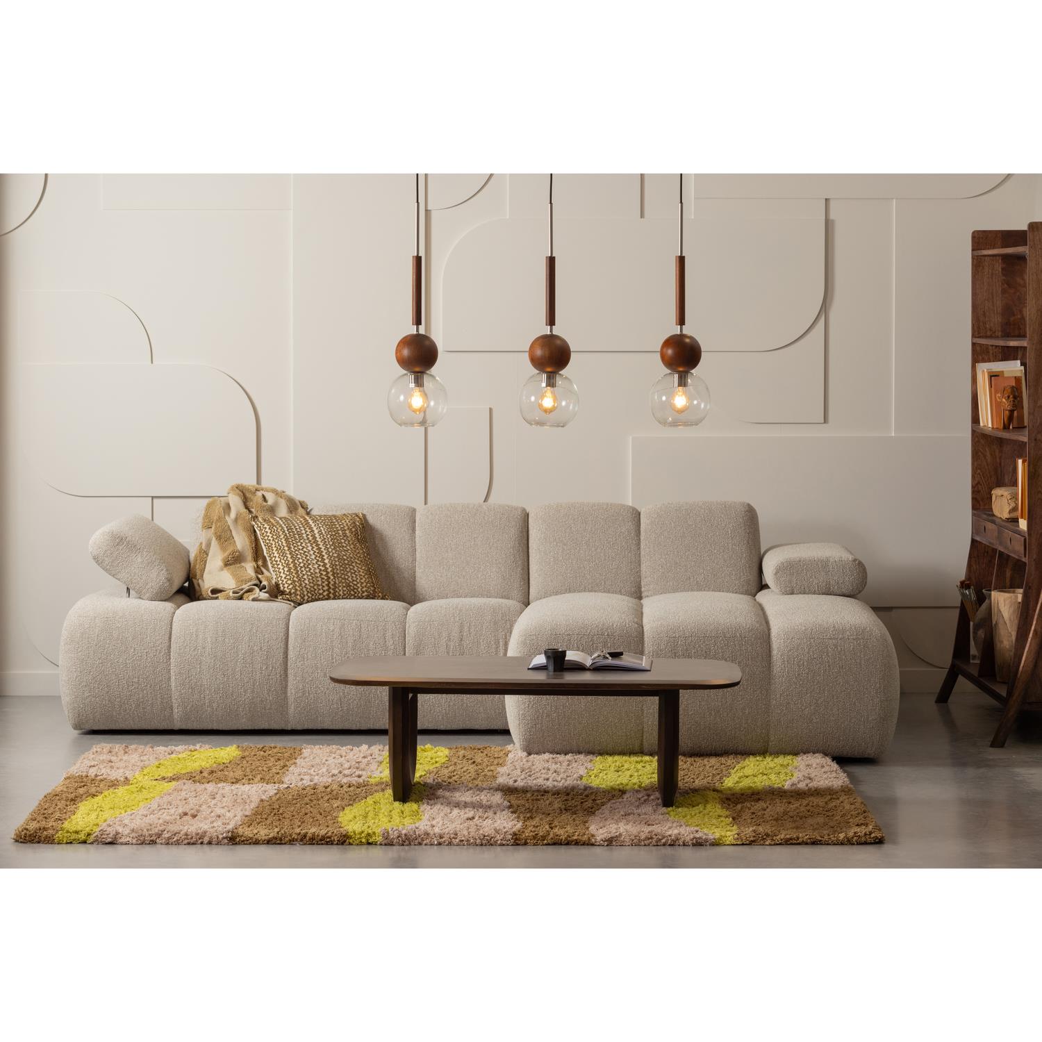 WOOOD Mojo Chaise Longue Bank Rechts - Bouclé - Beige Melange