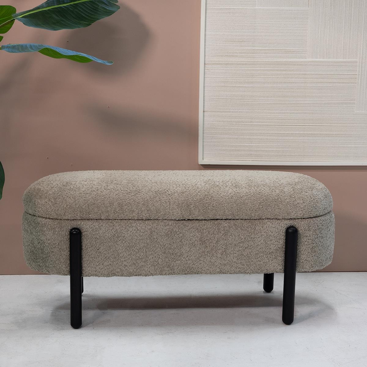 Giga Meubel - Opbergbank Taupe Stof|Textiel - 108x41x48cm