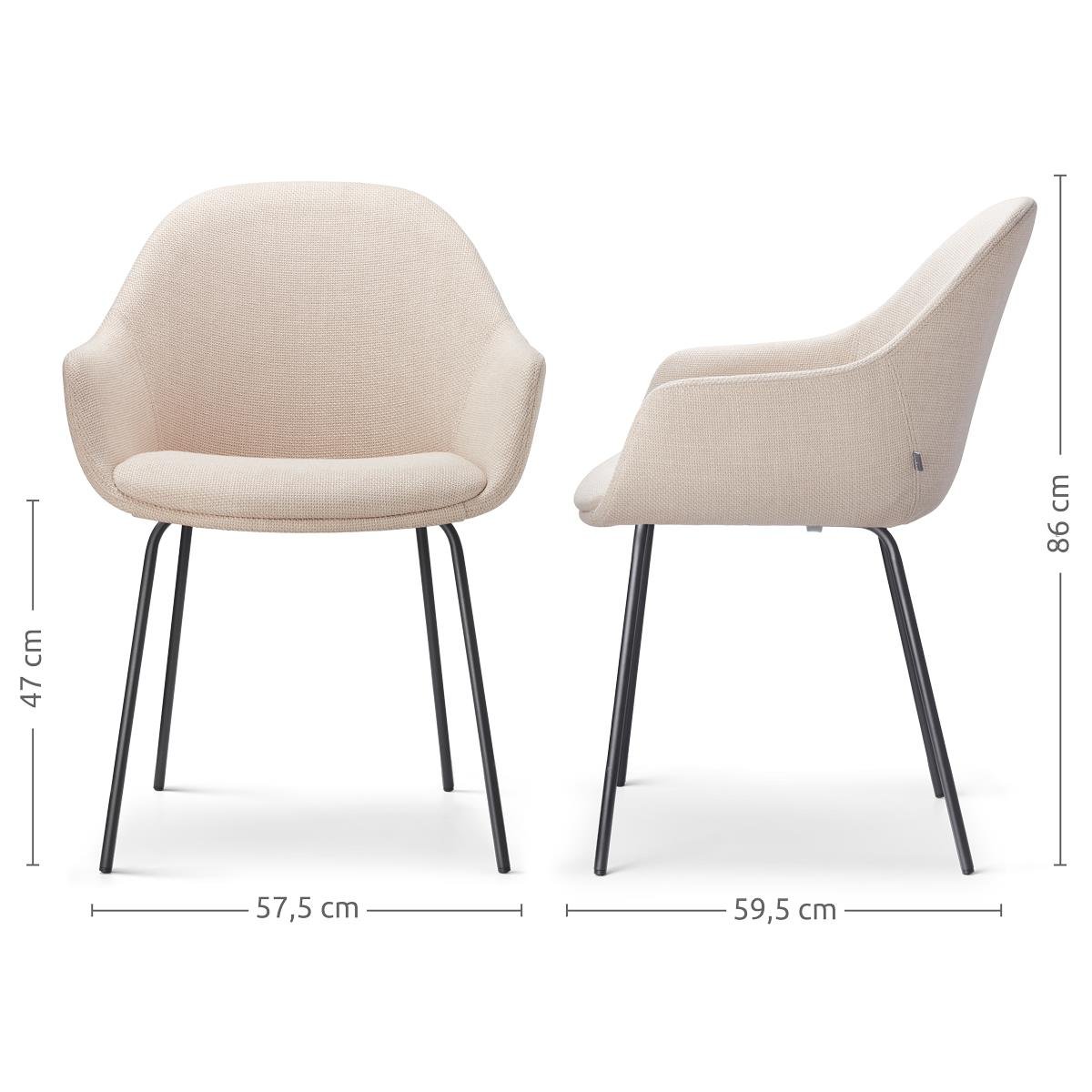 Nolon Nora-Mae Eetkamerstoelen Set van 2 - Beige - Zwarte Poten