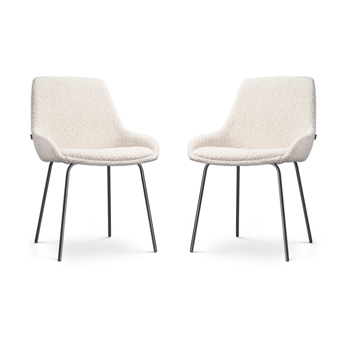 Nolon Nora-Isa Eetkamerstoelen Set van 2 - Bouclé Beige - Zwart