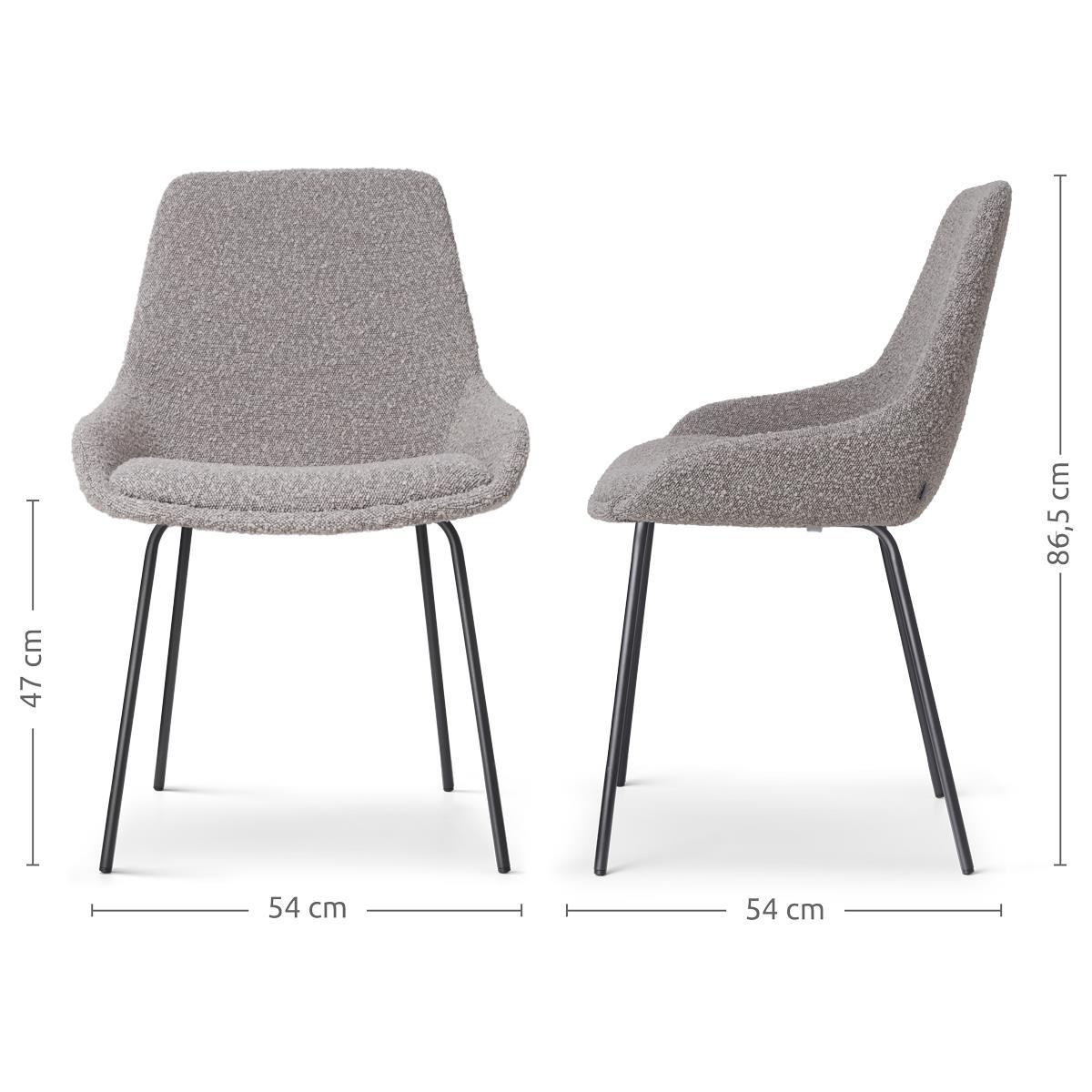 Nolon Nora-Isa Eetkamerstoelen Set van 2 - Bouclé Taupe - Zwart