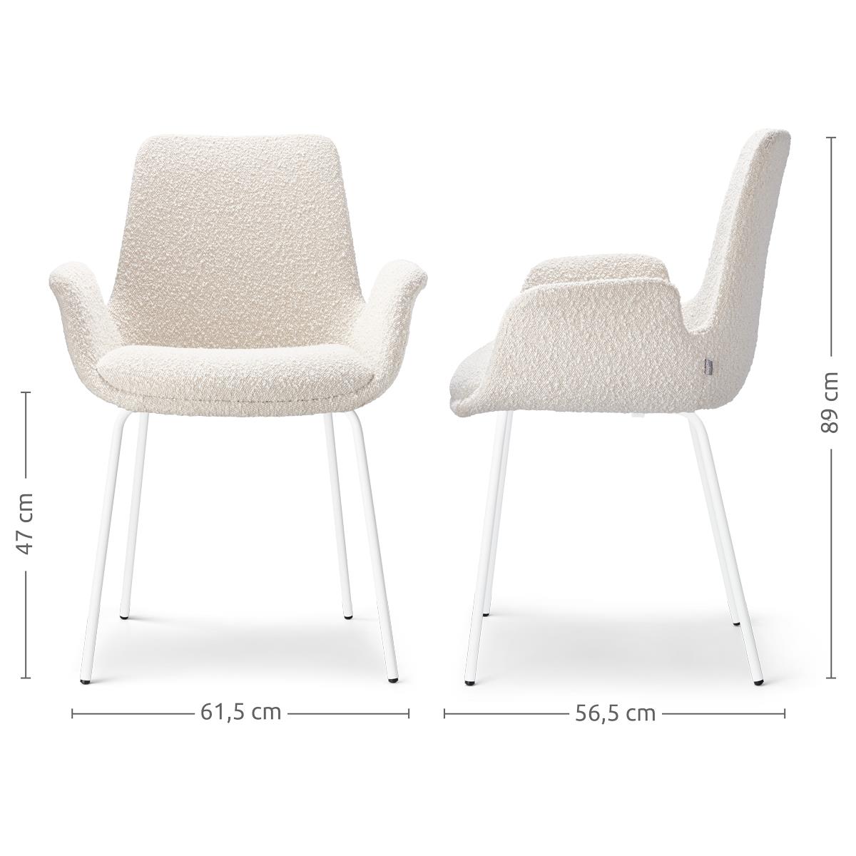 Nolon Nora-Eef Eetkamerstoelen Set van 2 - Bouclé Beige - Witte Poten