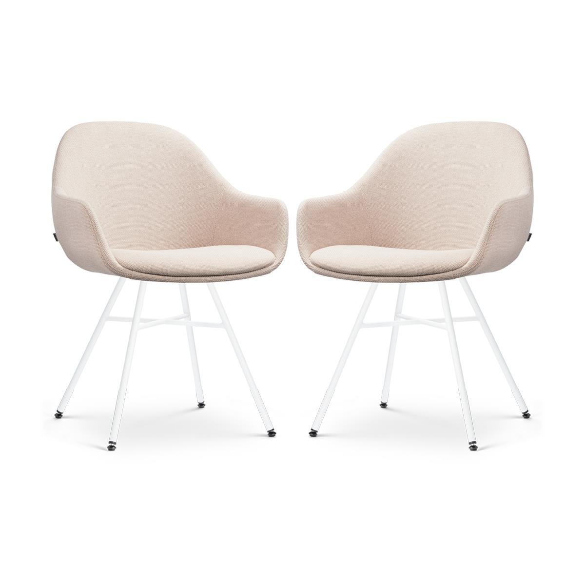Nolon Noa-Mae Eetkamerstoelen Set van 2 - Beige - Witte Poten