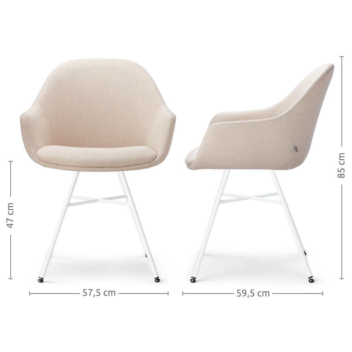 Nolon Noa-Mae Eetkamerstoelen Set van 2 - Beige - Witte Poten